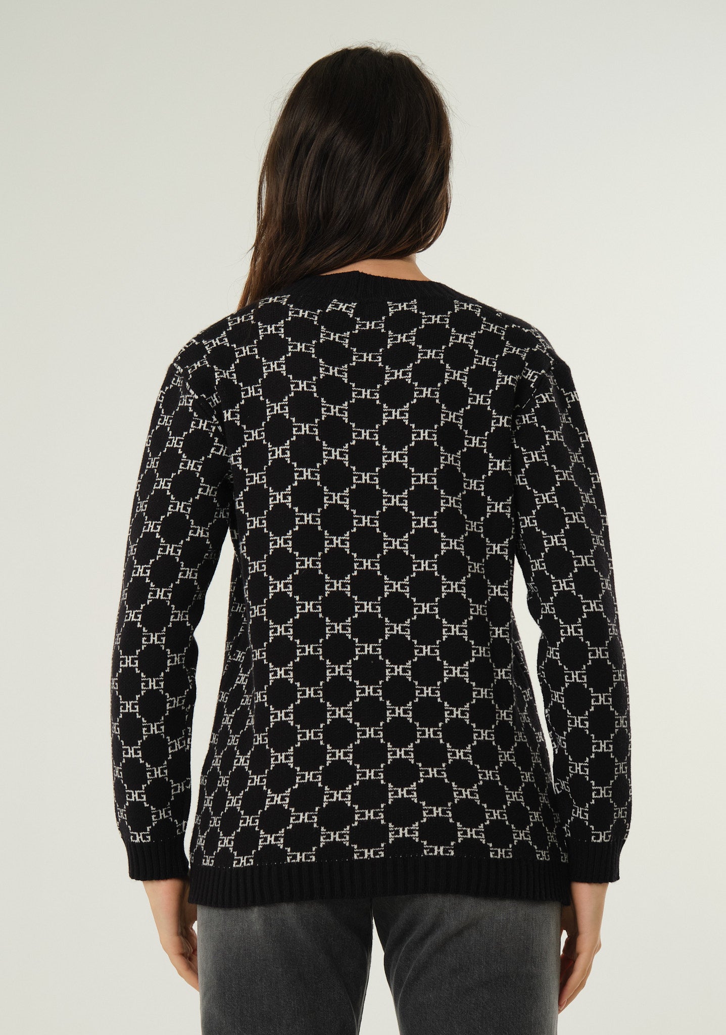 Cardigan con logo a intarsio