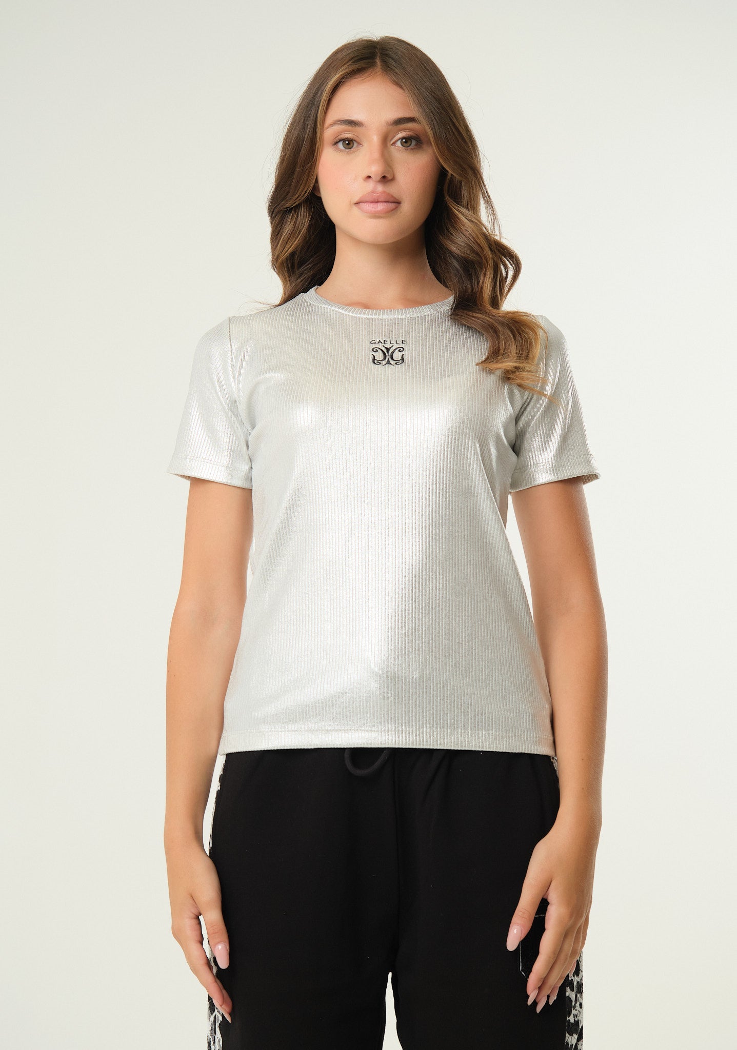 T-shirt a costina lurex