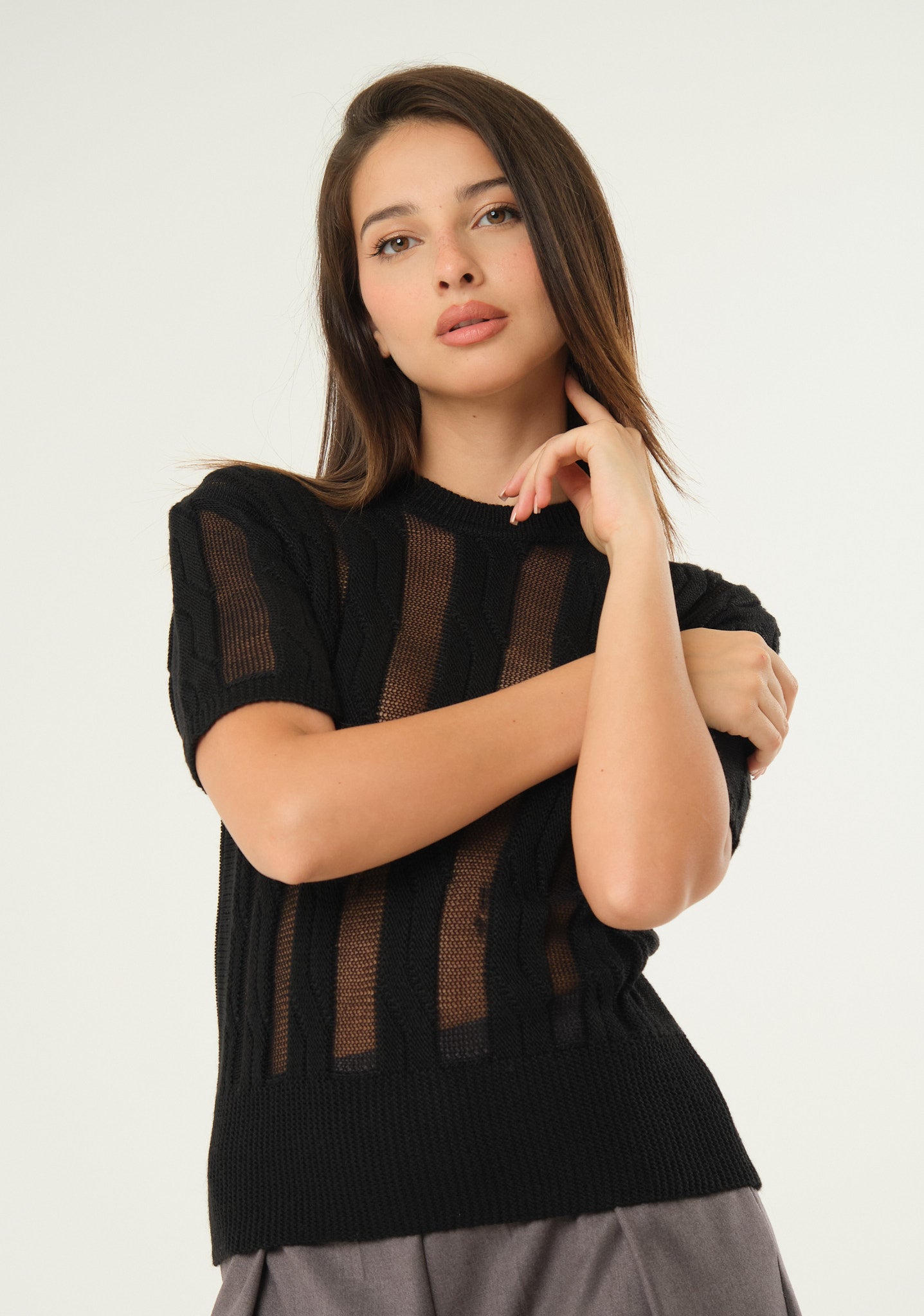 Maglia con lavorazione a trecce