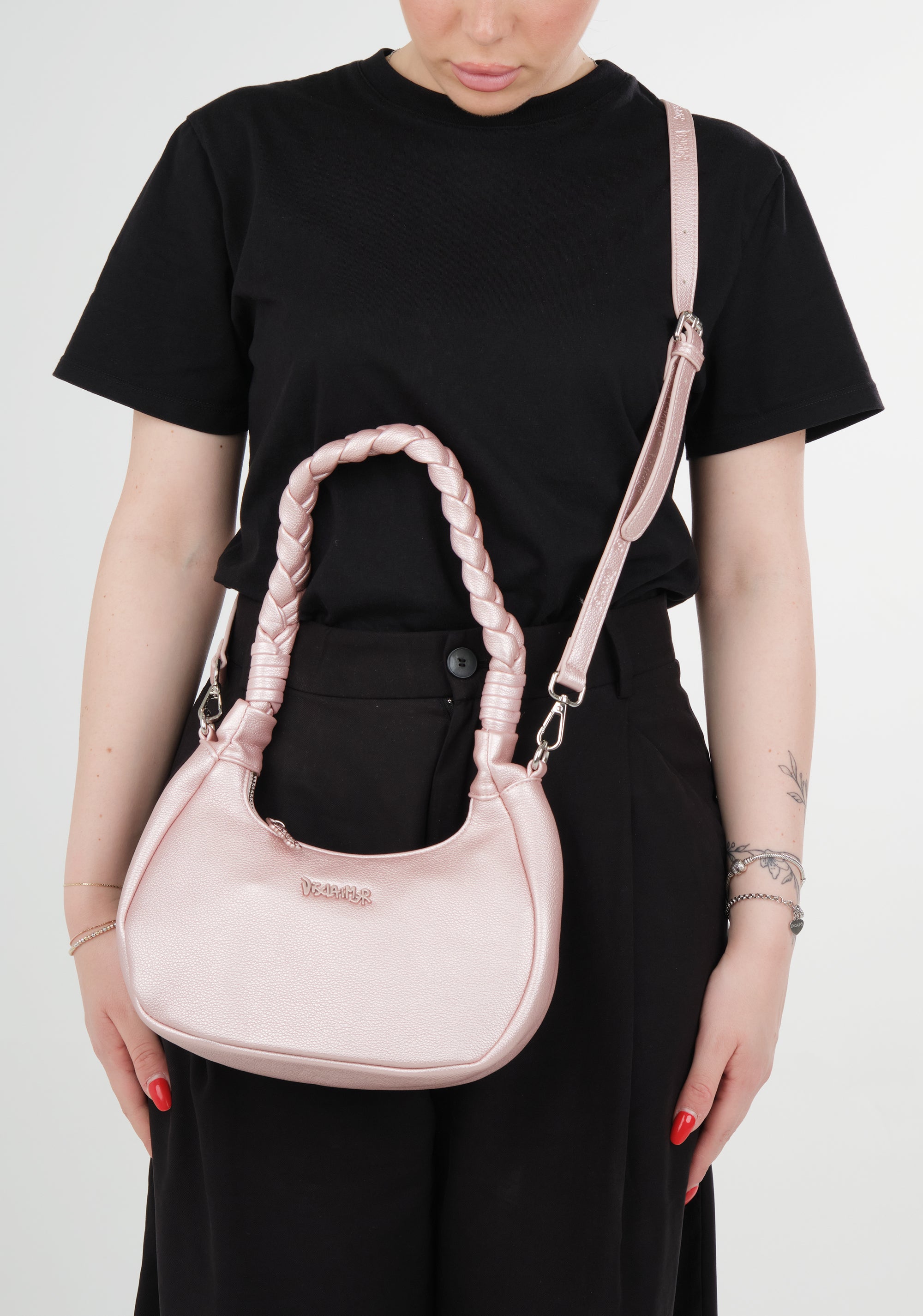 Borsa a mezzaluna metallizata