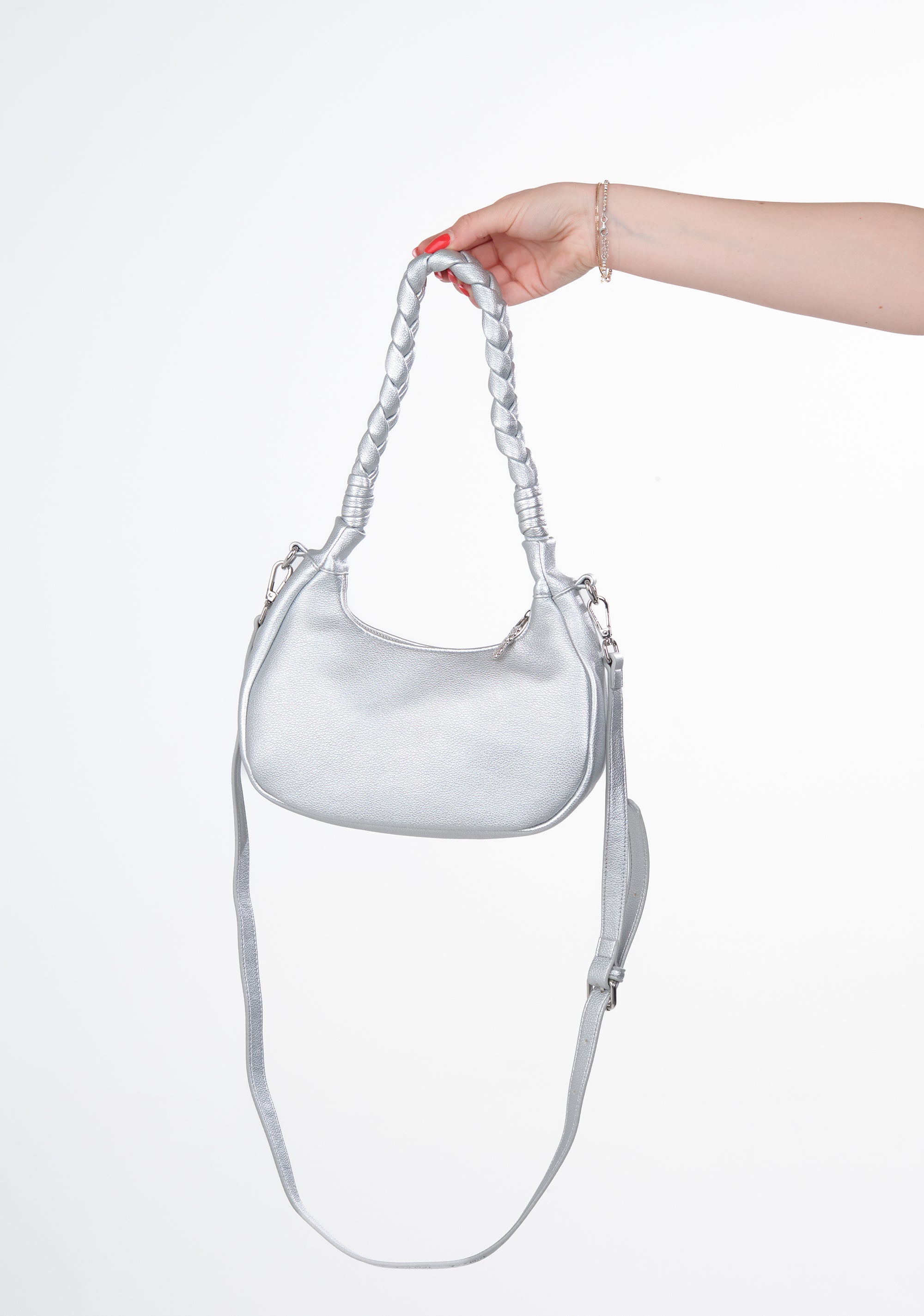 Borsa a mezzaluna metallizata