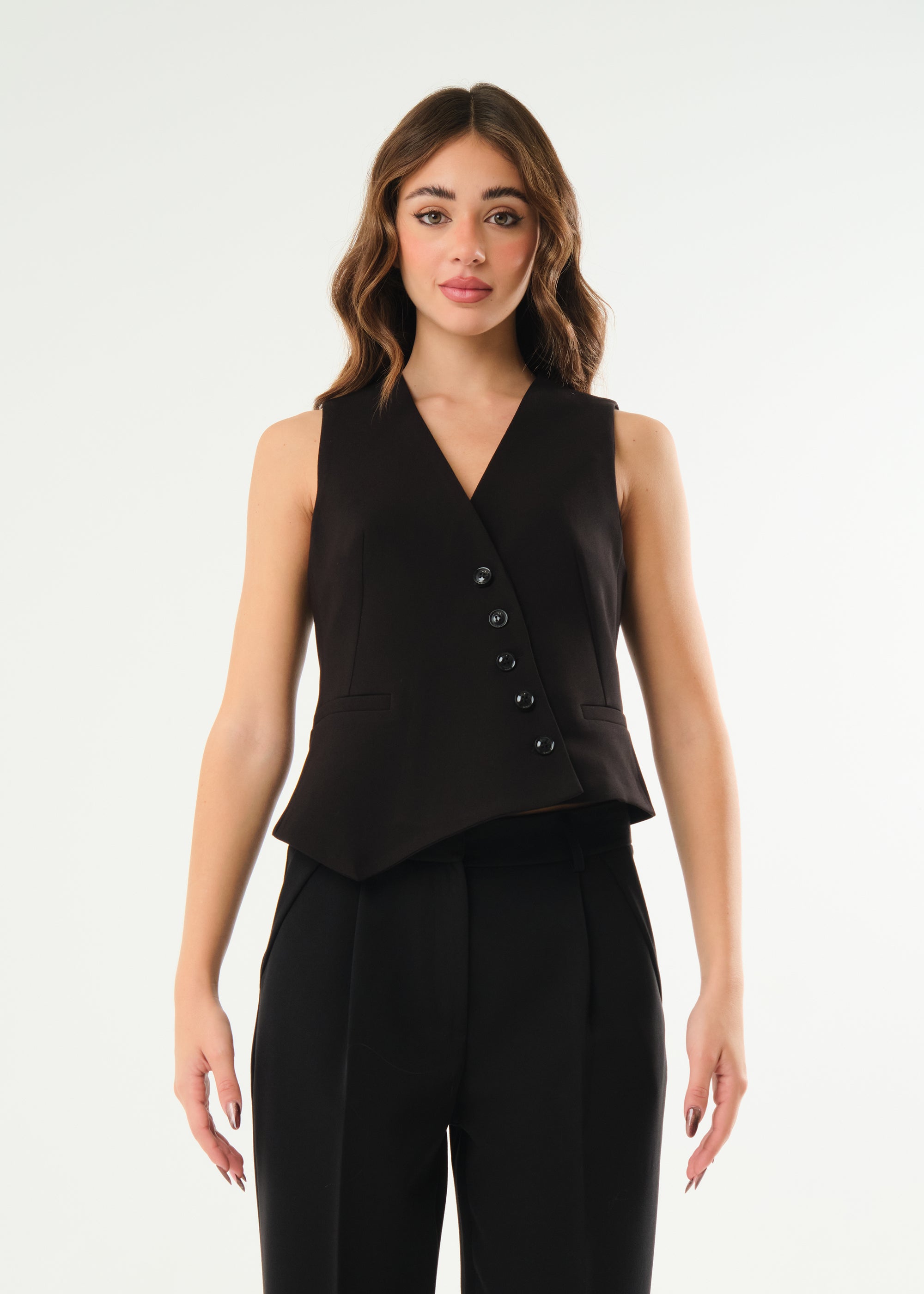 Gilet con chiusura diagonale