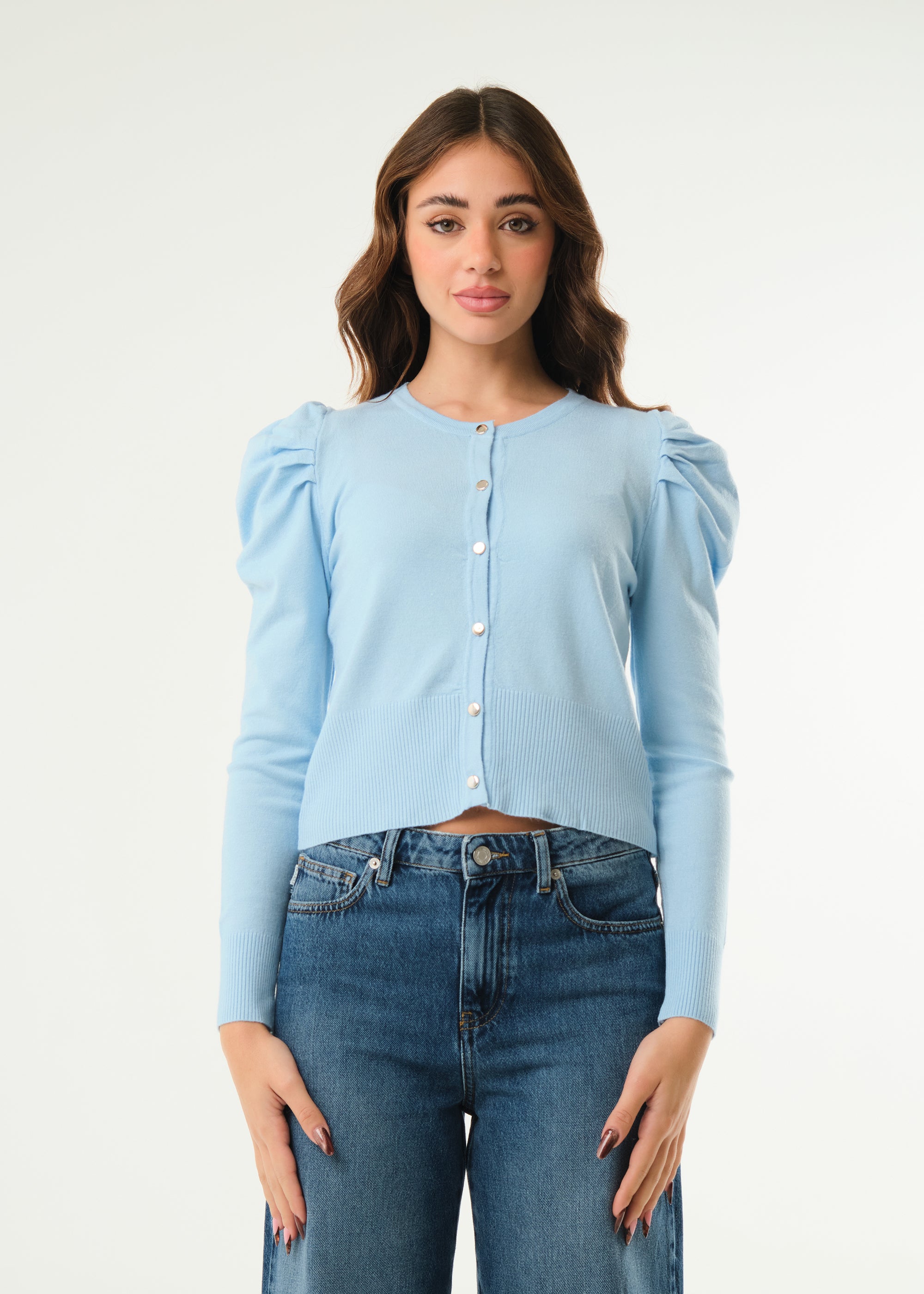 Cardigan con maniche a sbuffo