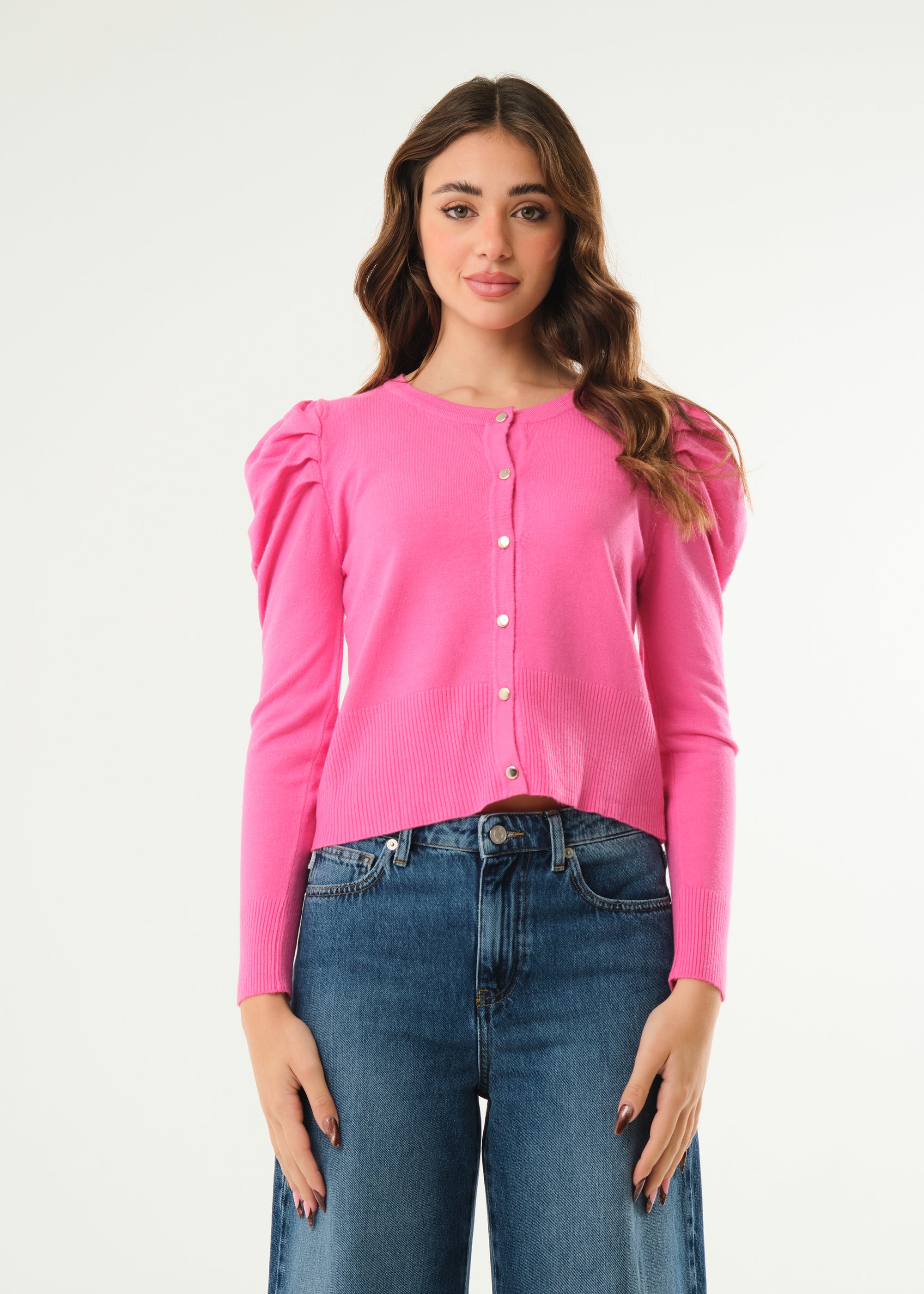 Cardigan con maniche a sbuffo