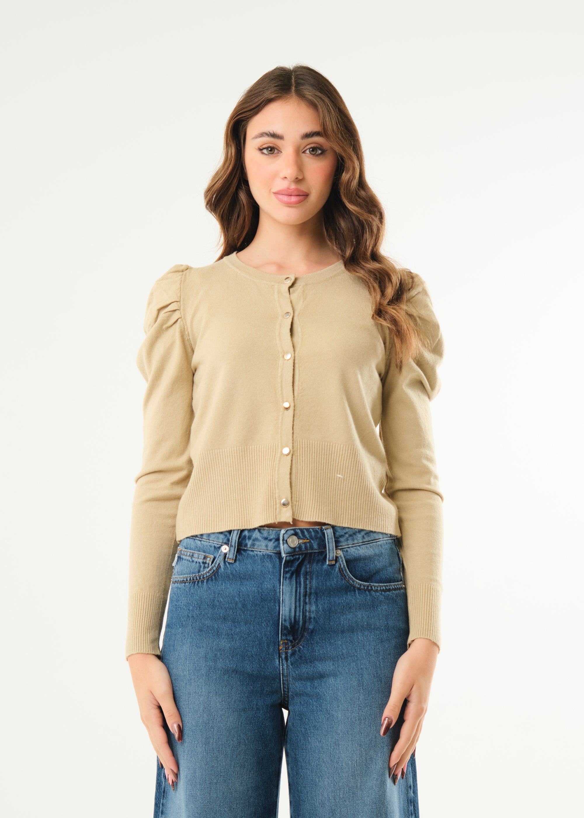 Cardigan con maniche a sbuffo