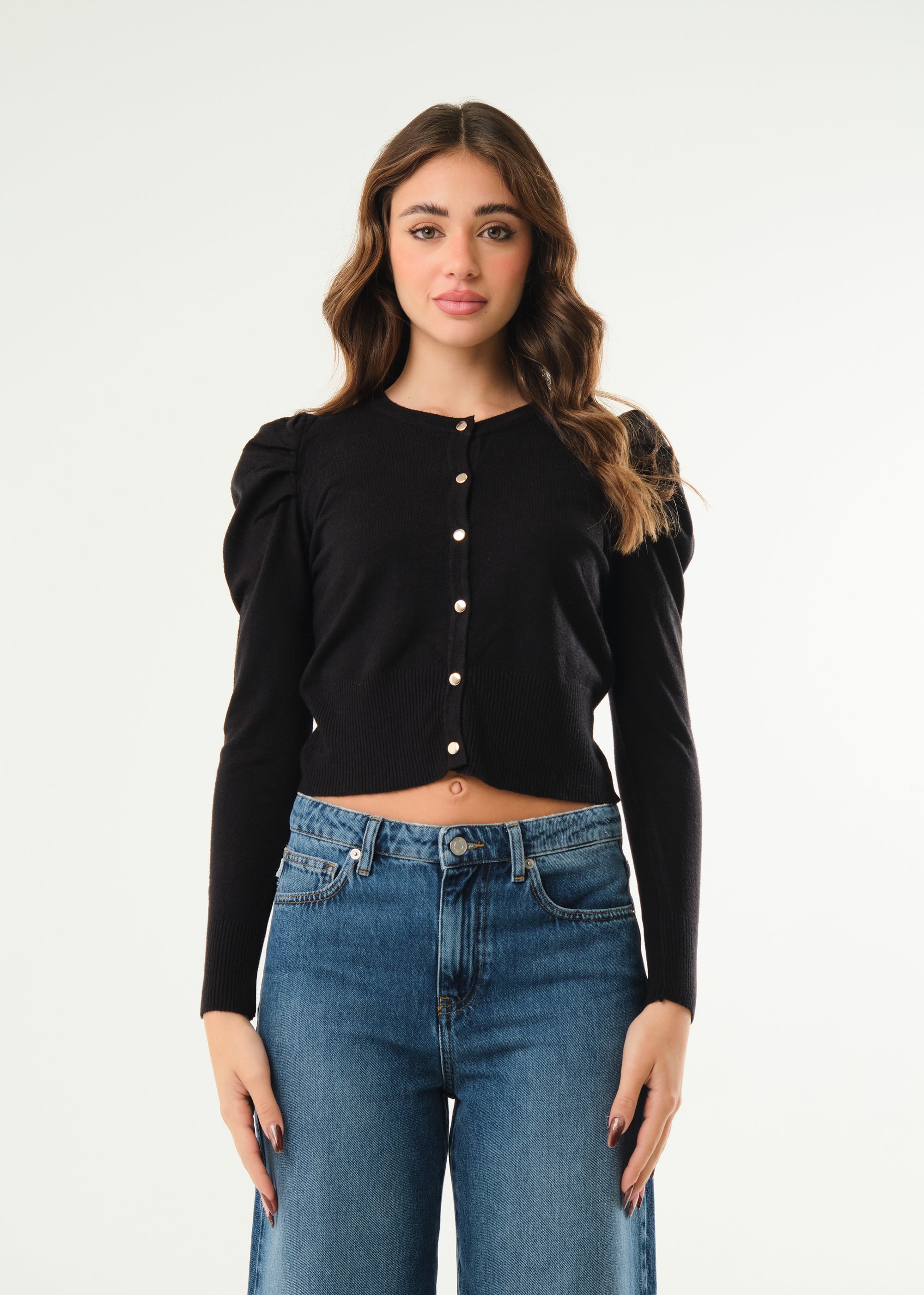 Cardigan con maniche a sbuffo