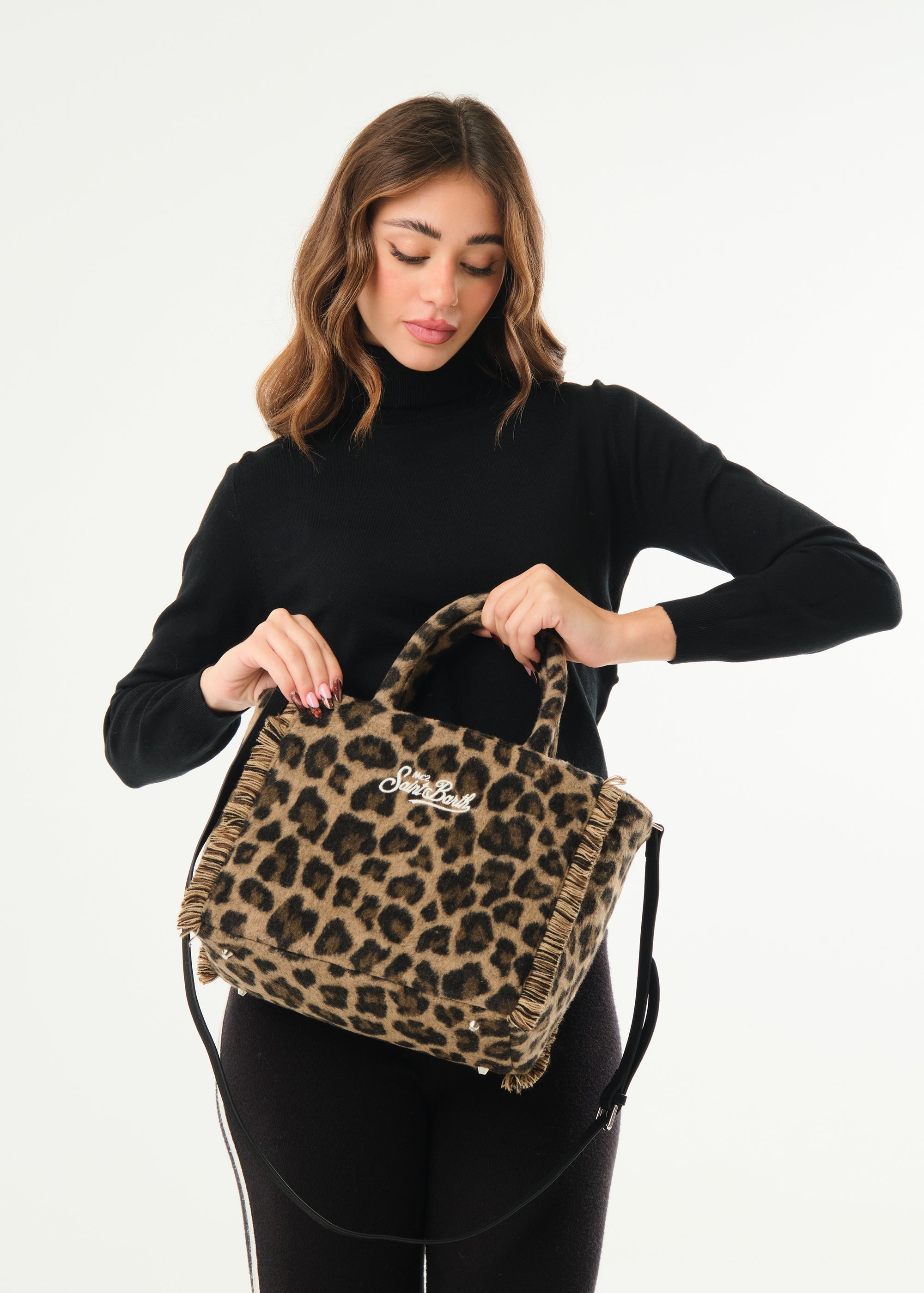Borsa Colette Felt Leopard Midi