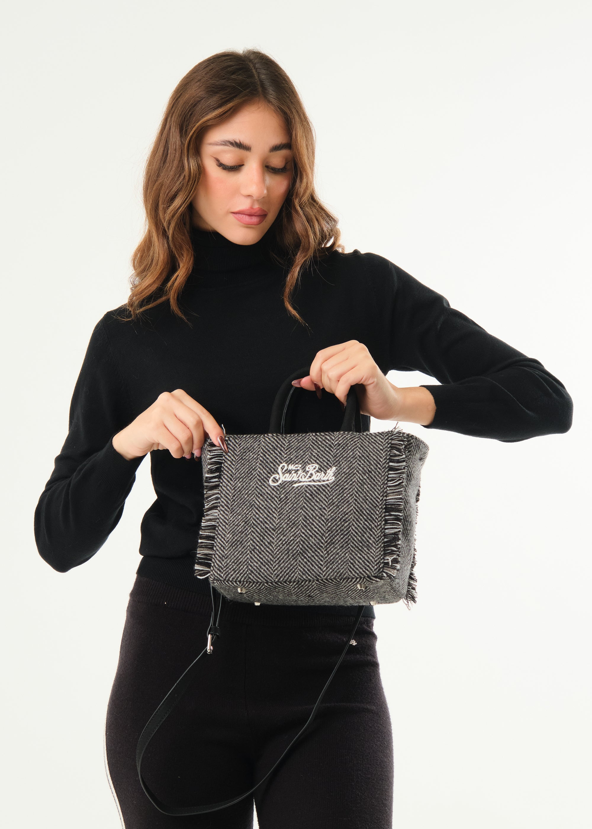 Borsa Vanity Mini Wool Herringbone