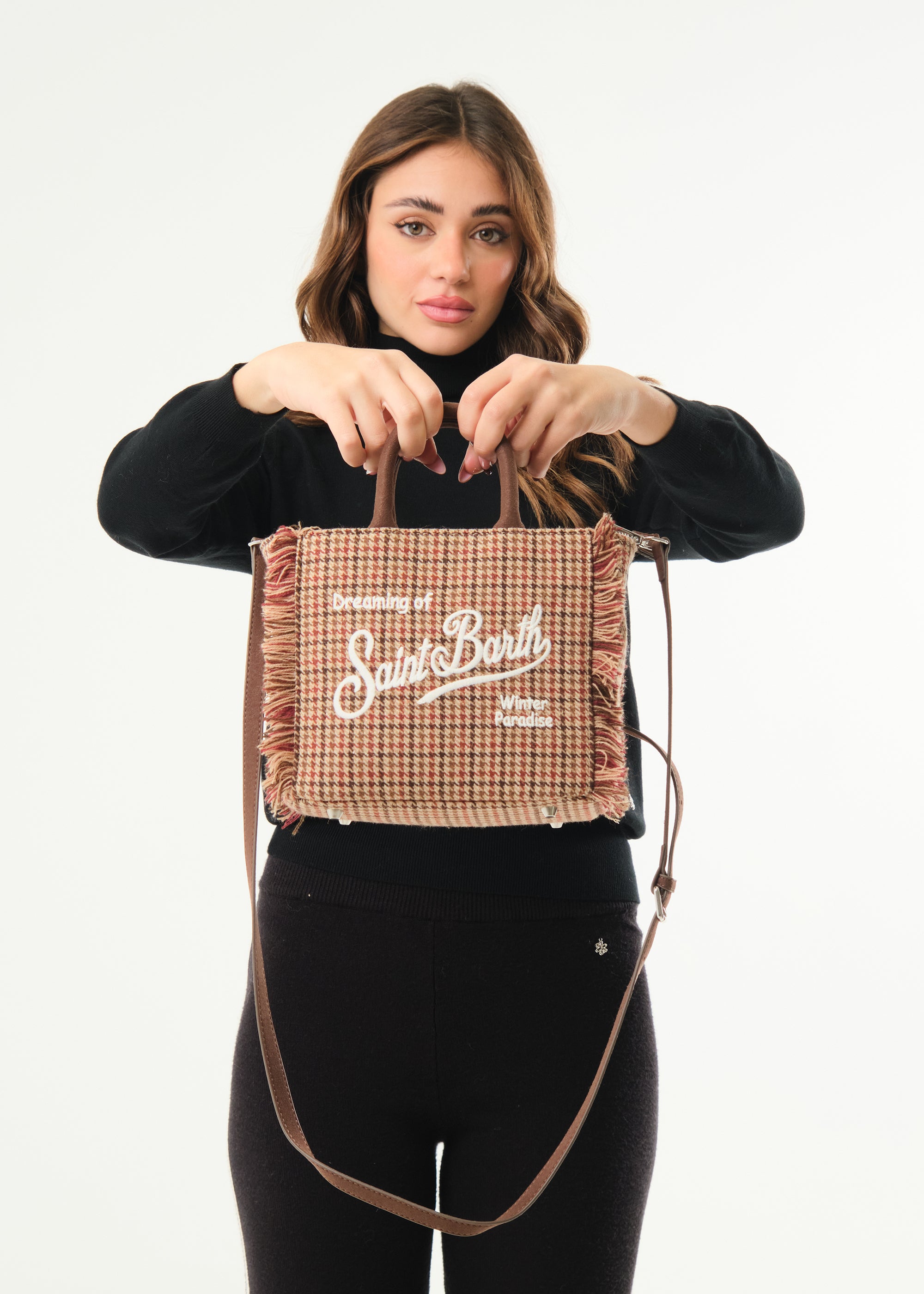 Borsa Vanity Mini Wool Pied de Poule Soft