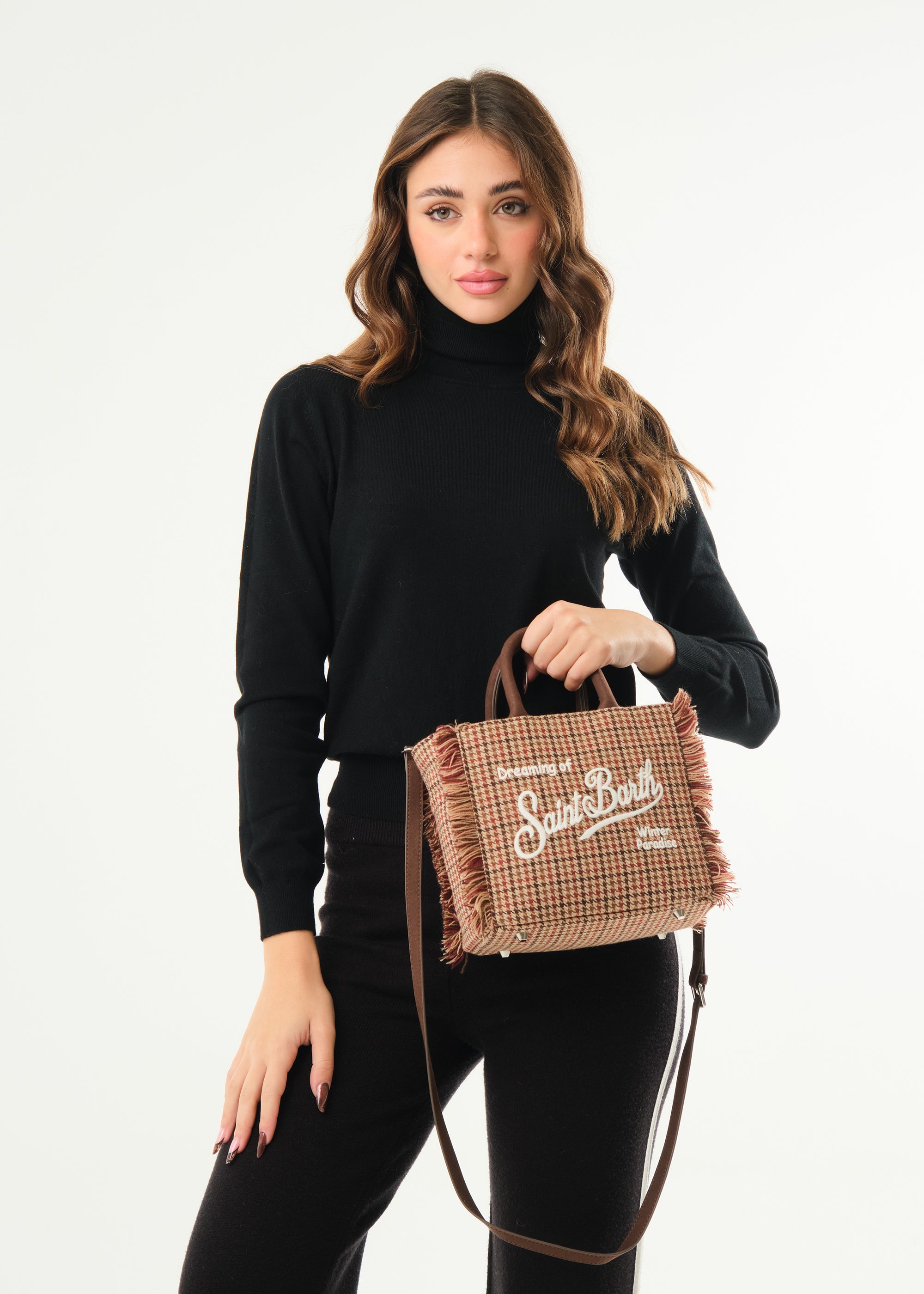 Borsa Vanity Mini Wool Pied de Poule Soft