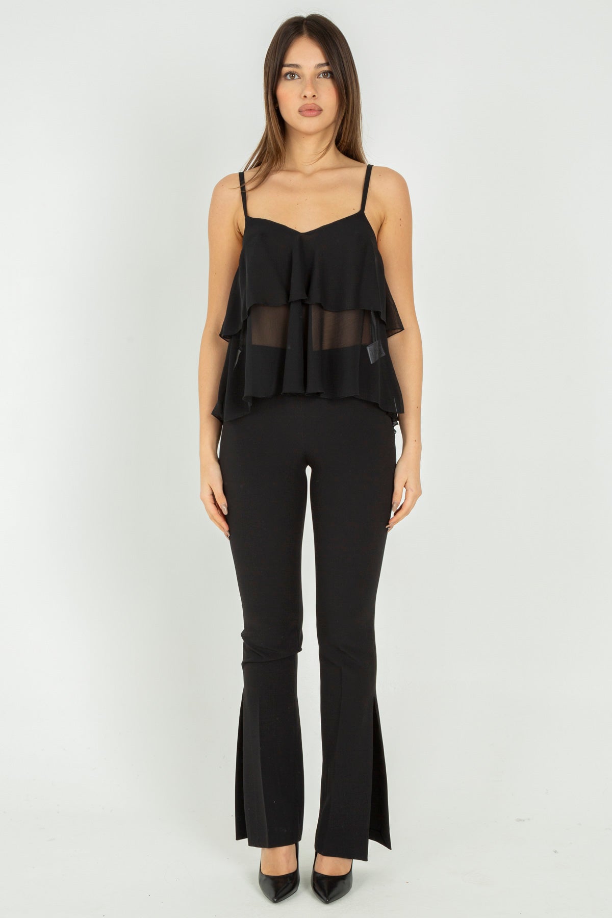 Top in georgette a balze