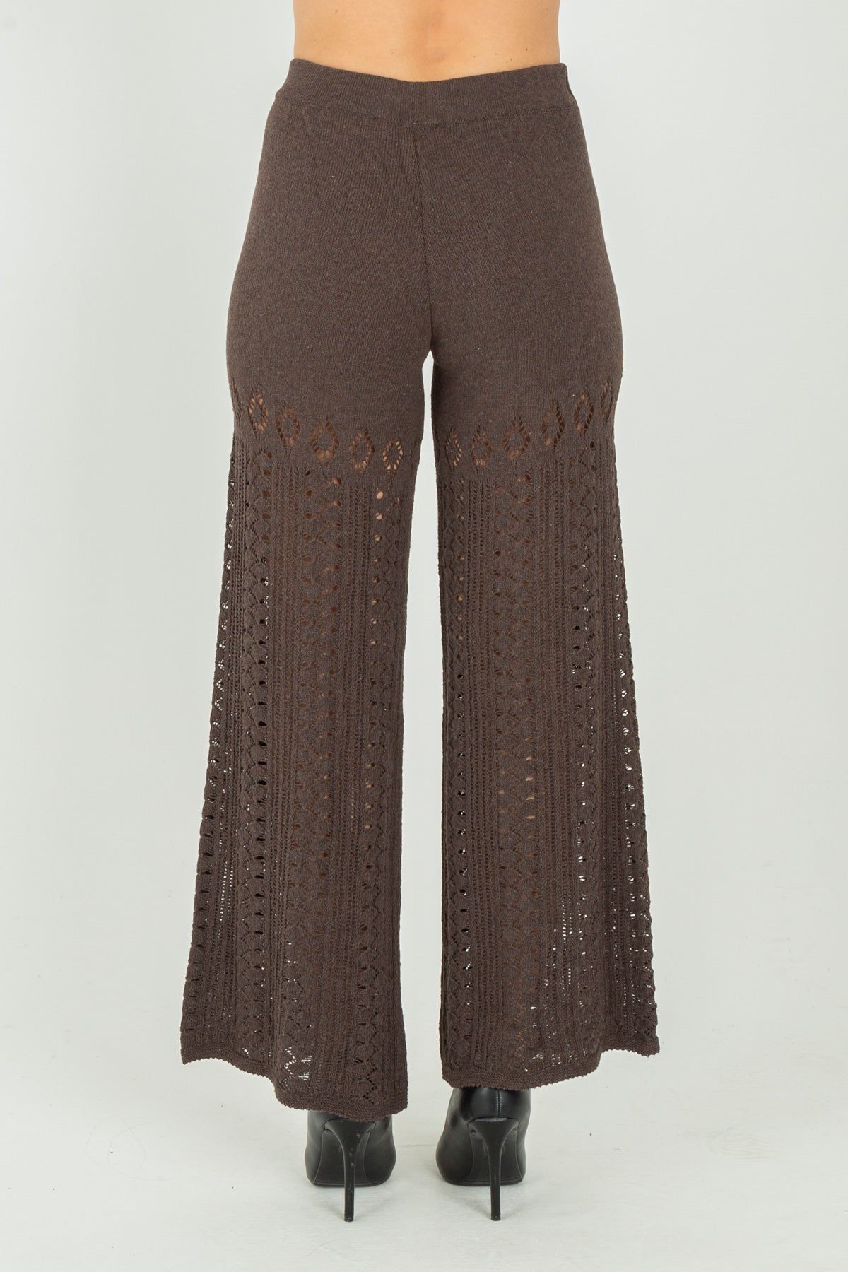 Pantalone palazzo in maglia lavorata