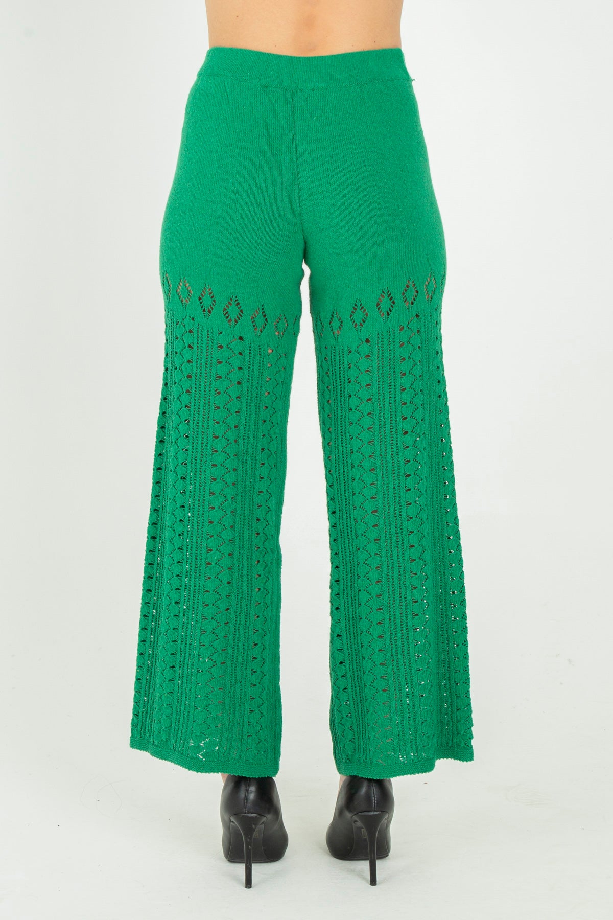 Pantalone palazzo in maglia lavorata