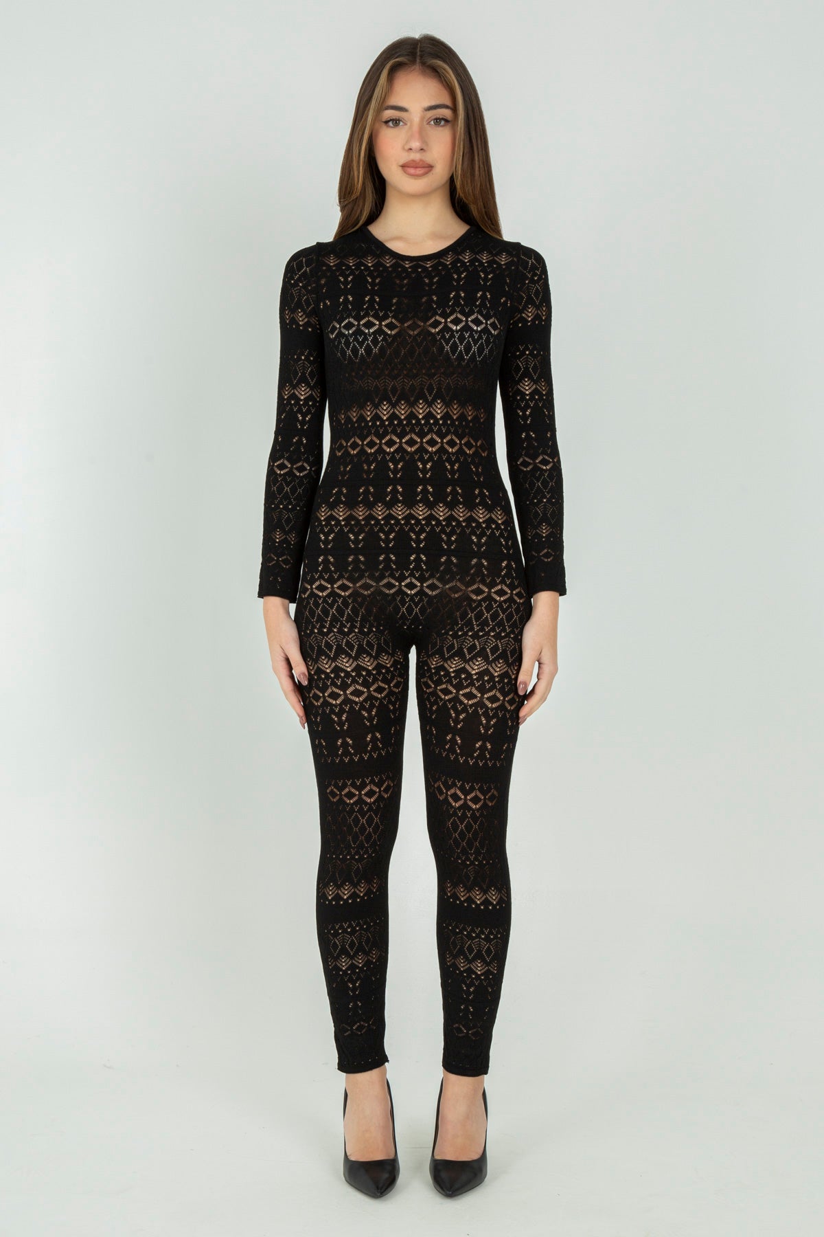 Tuta elastica in maglia traforata