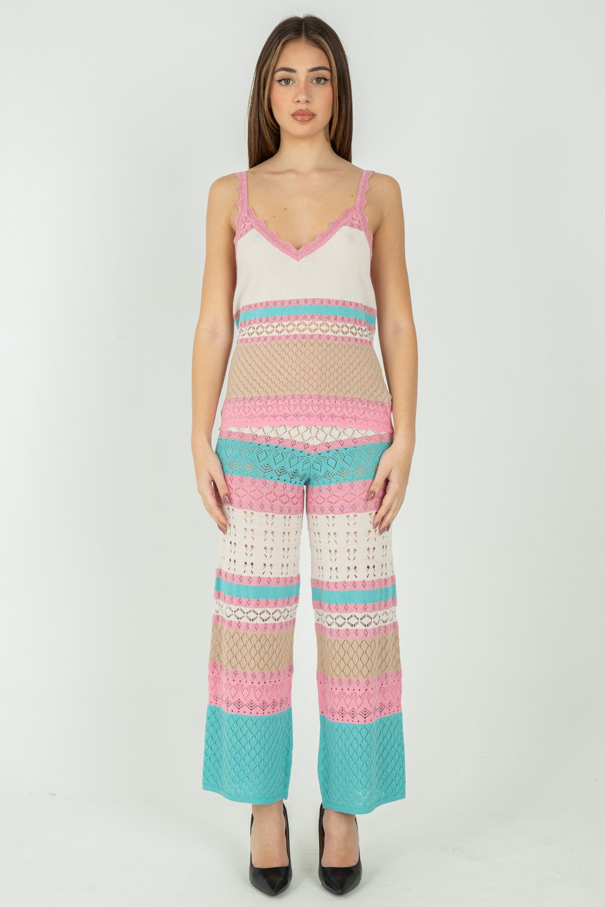 Pantalone in maglia a righe