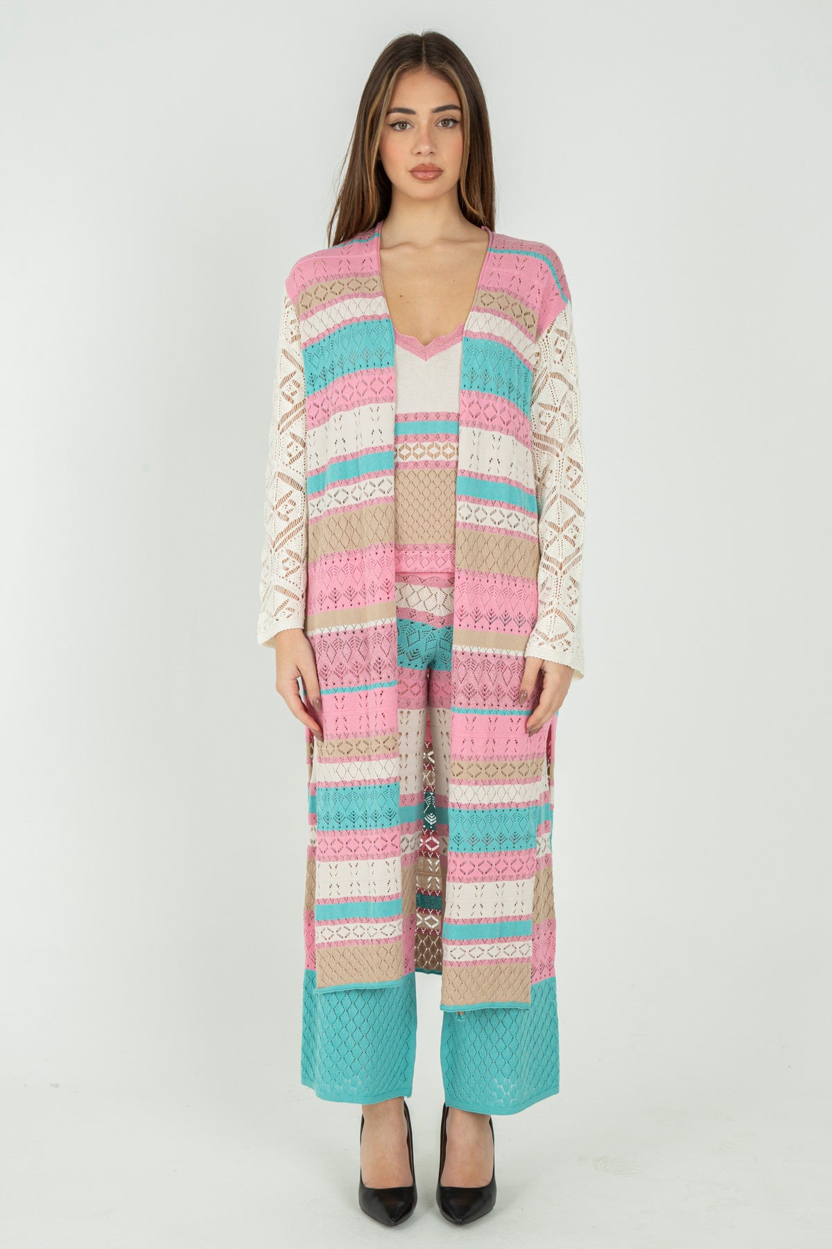 Kimono in maglia a righe