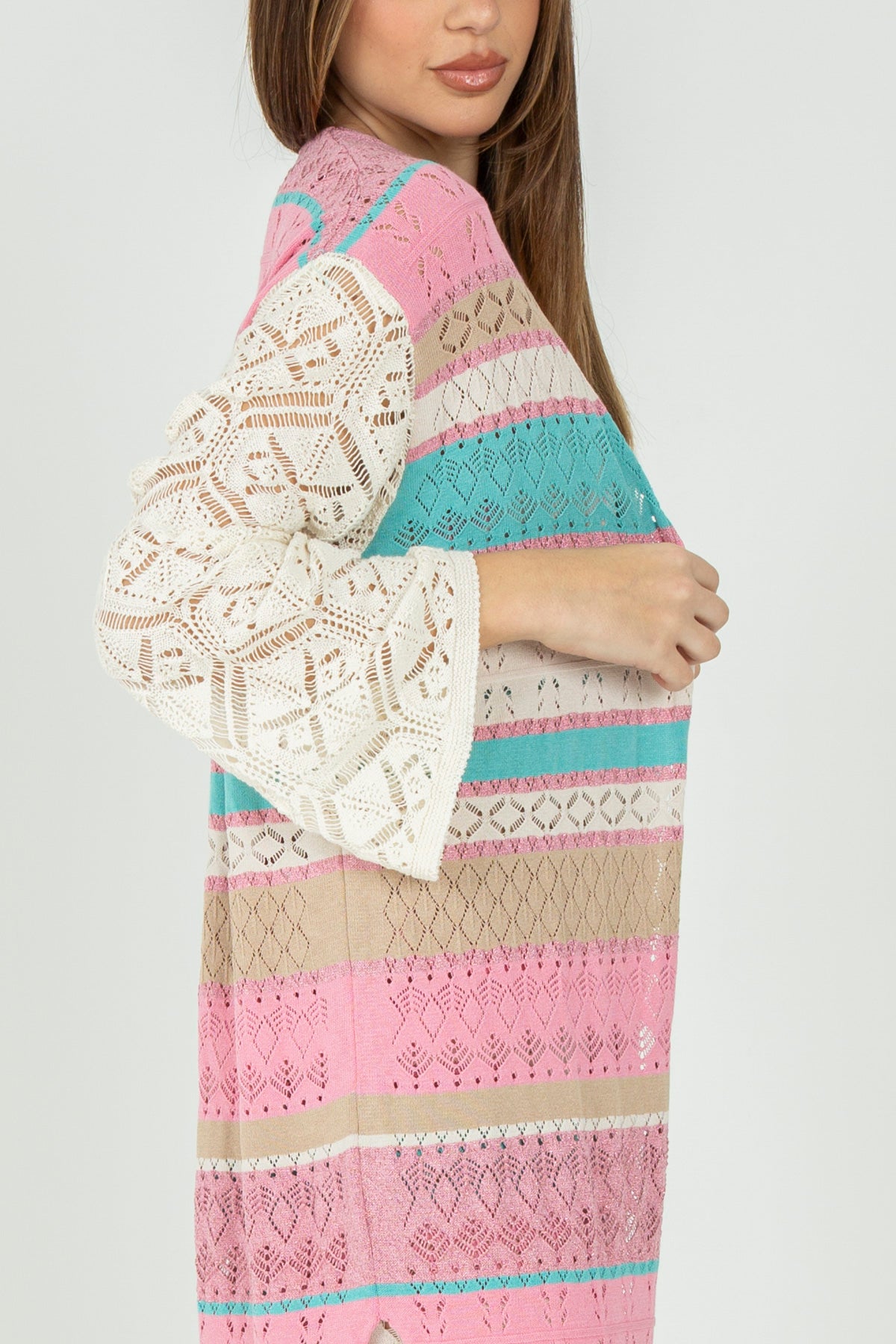 Kimono in maglia a righe