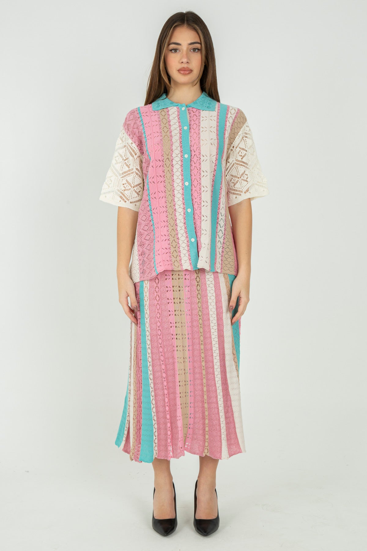 Gonna in maglia plissettata