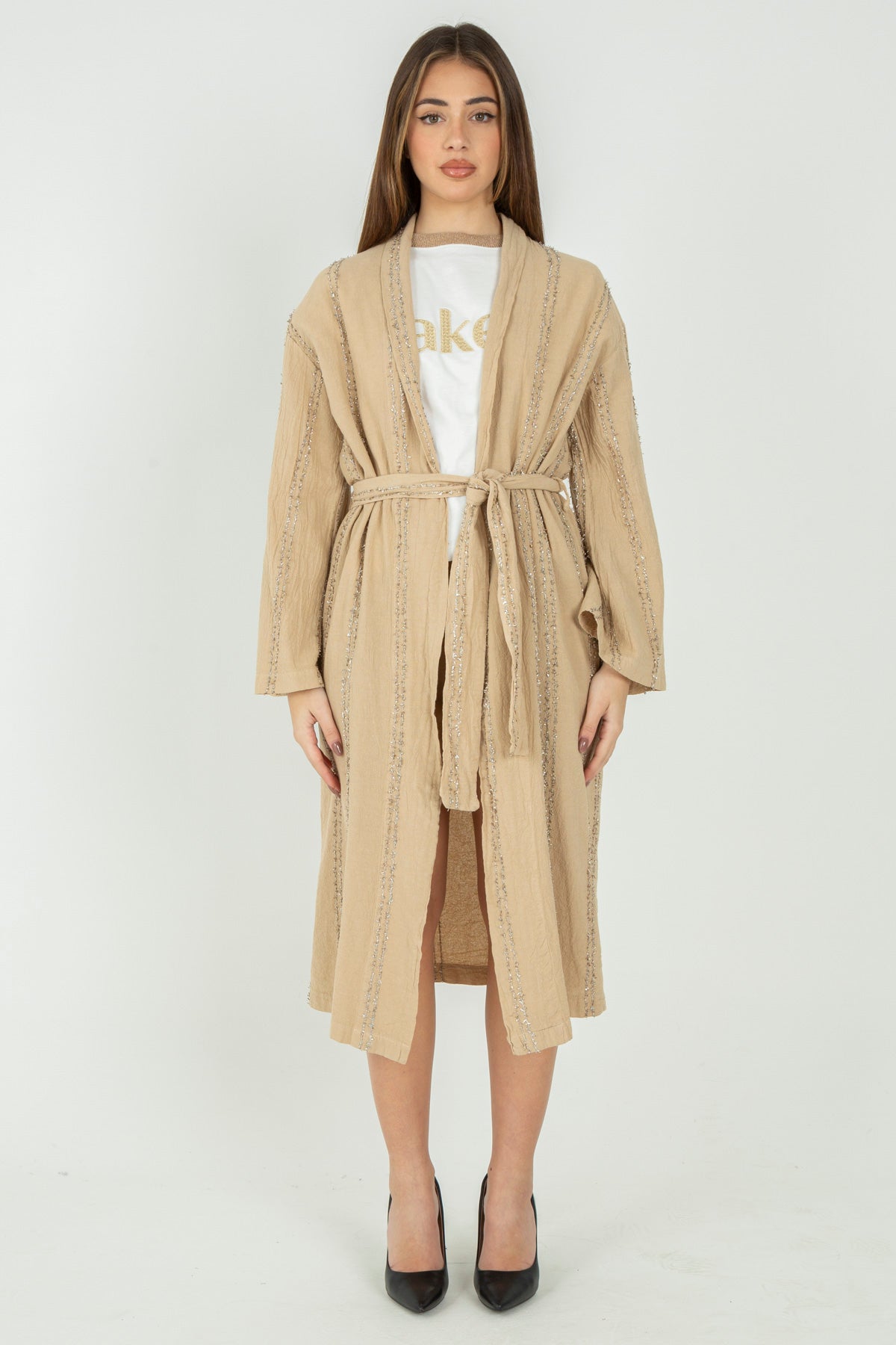 Kimono lungo con fili lurex