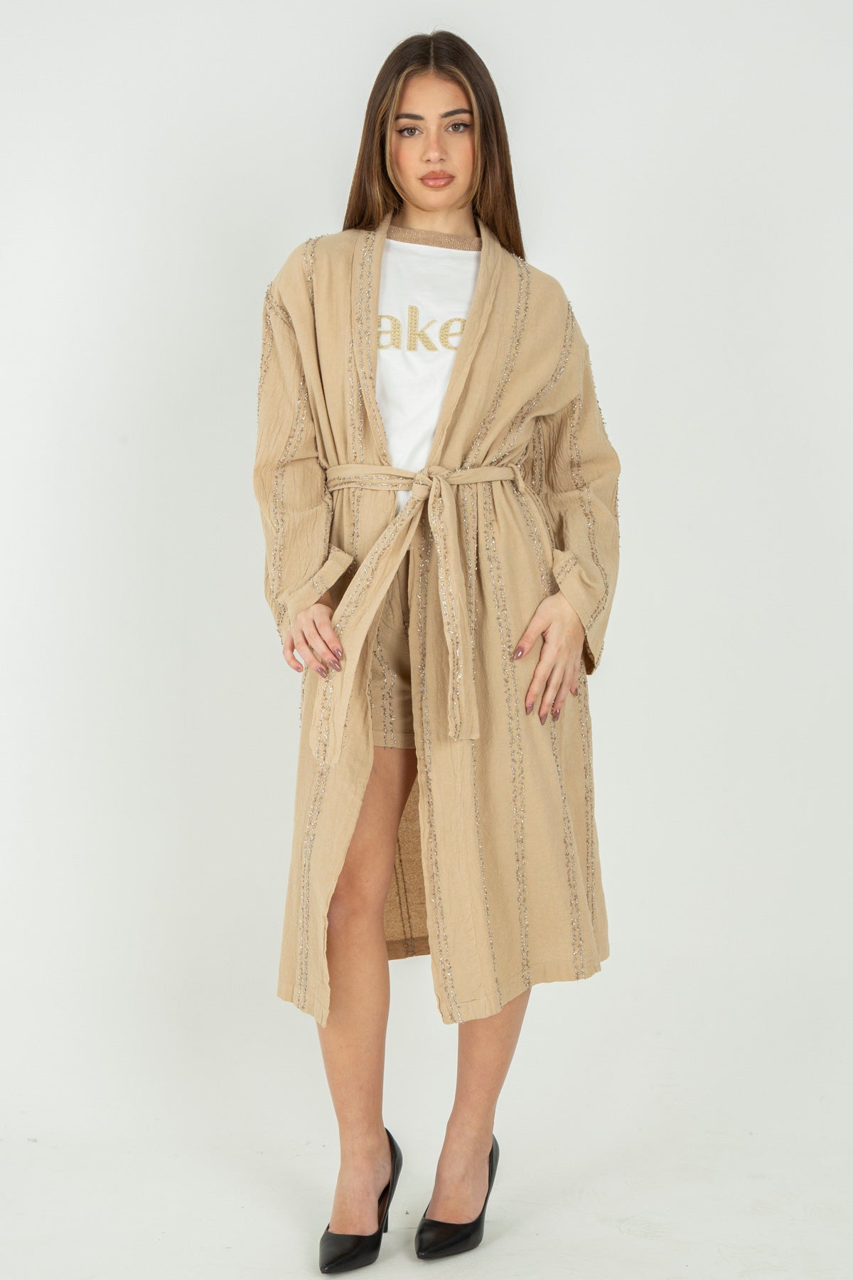 Kimono lungo con fili lurex