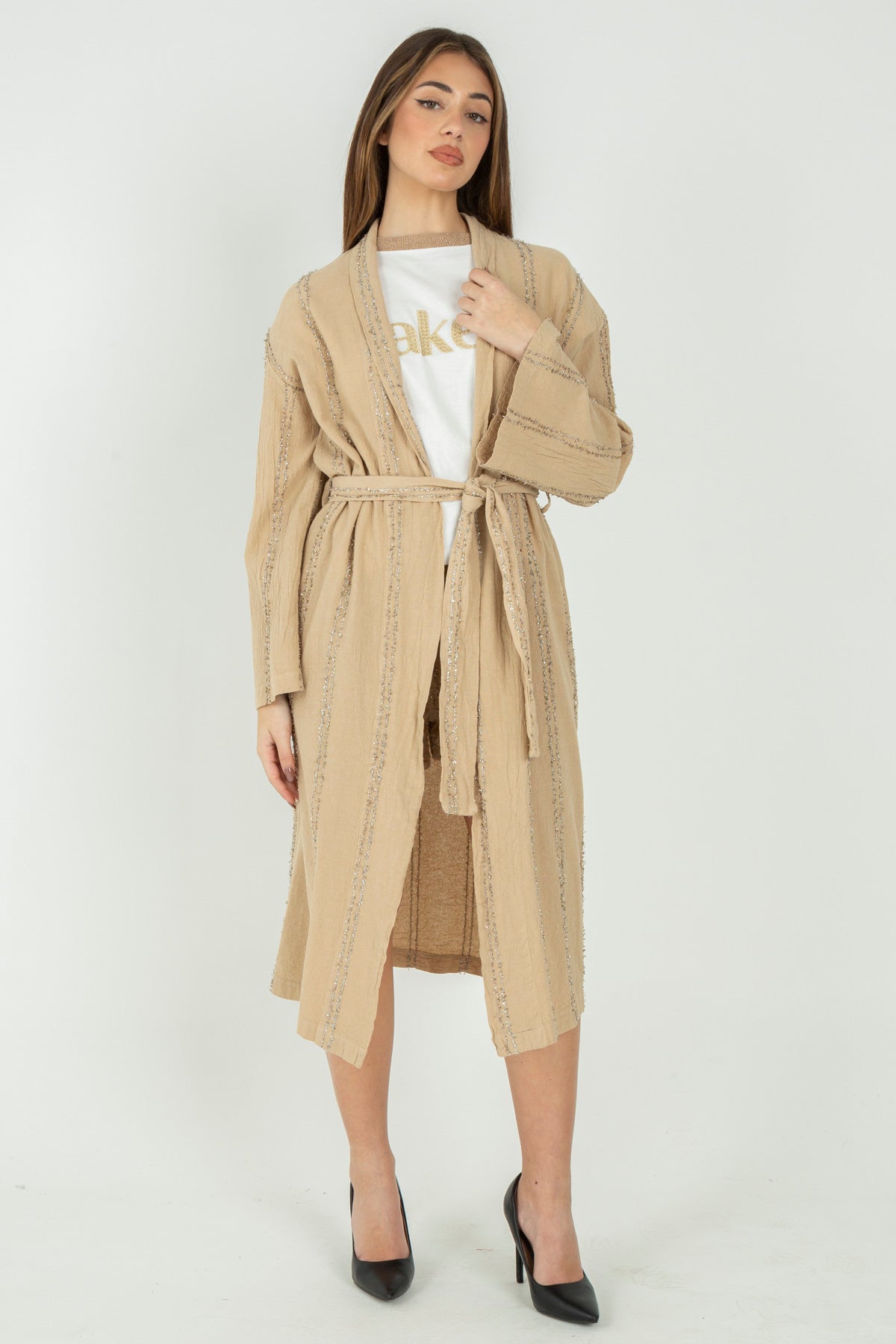 Kimono lungo con fili lurex