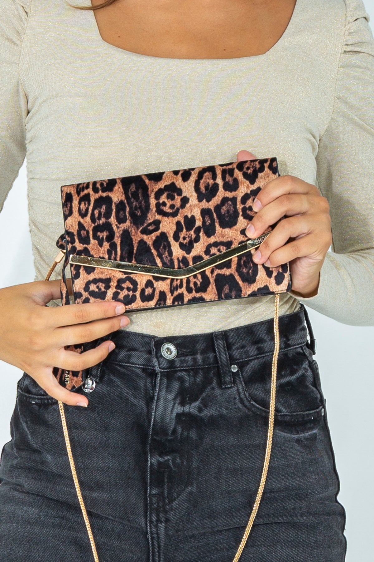 Animal print evening clutch