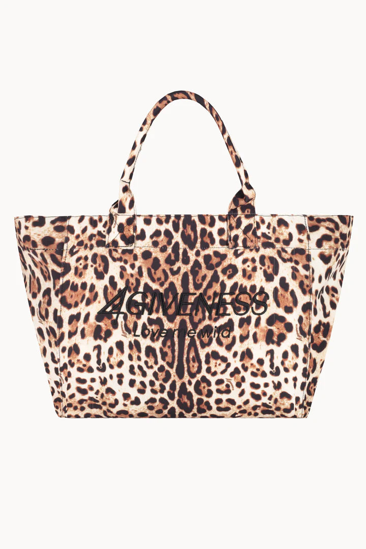 Borsa mare over in polycanvas leopard