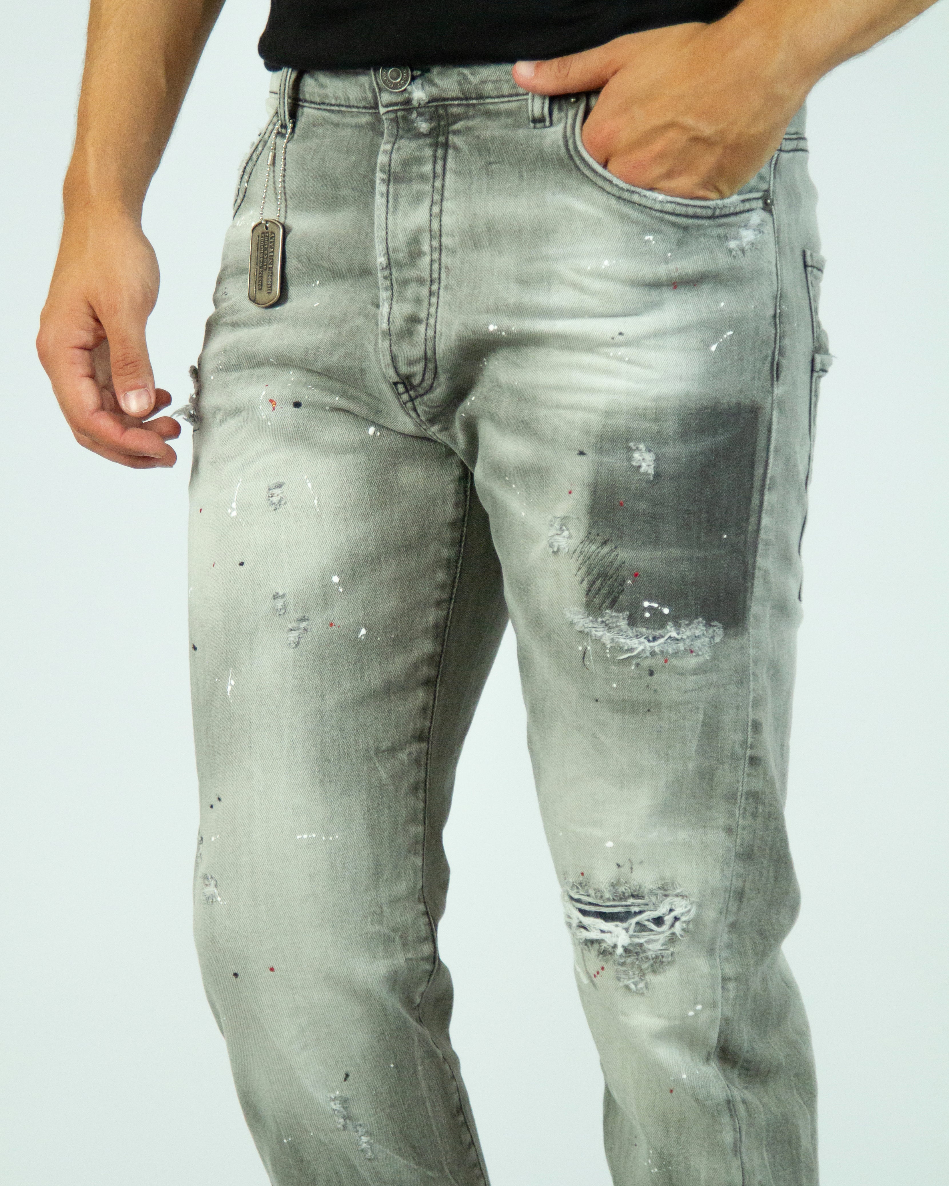 Jeans con dettaglio quadrante