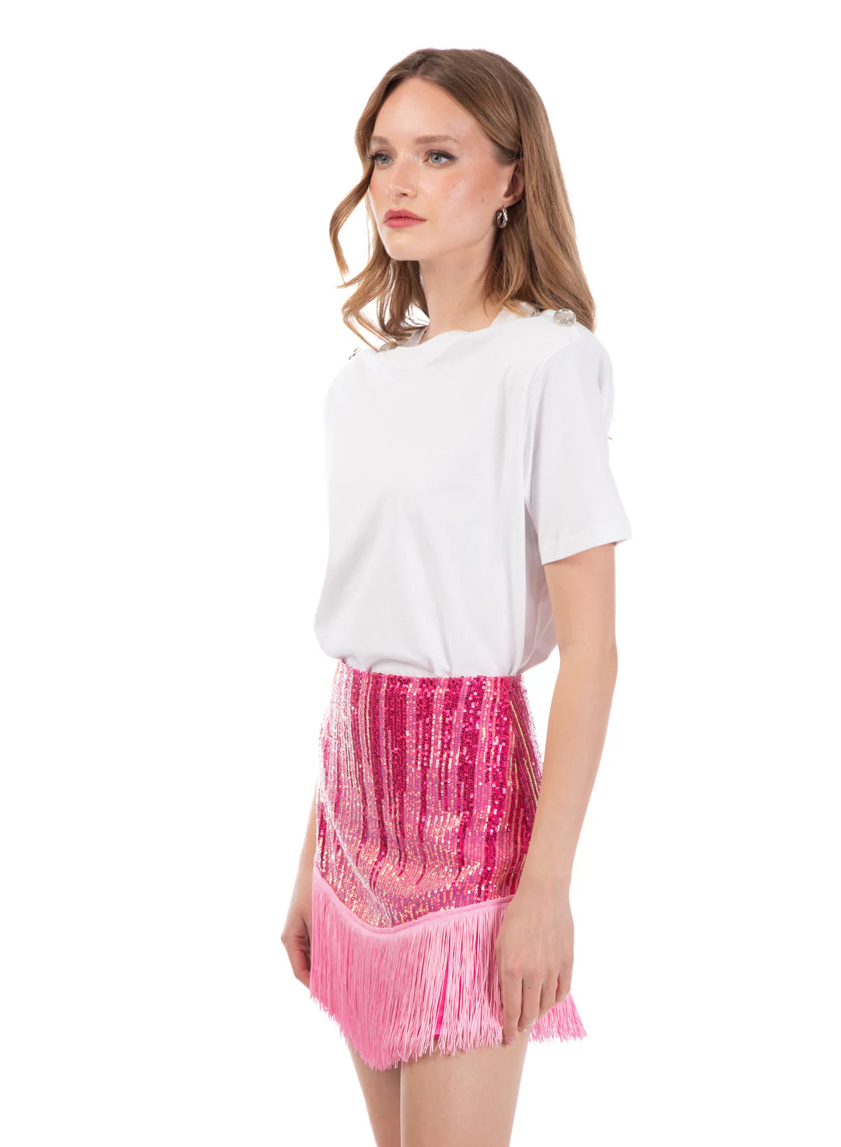 Gonna corta in paillettes degradè