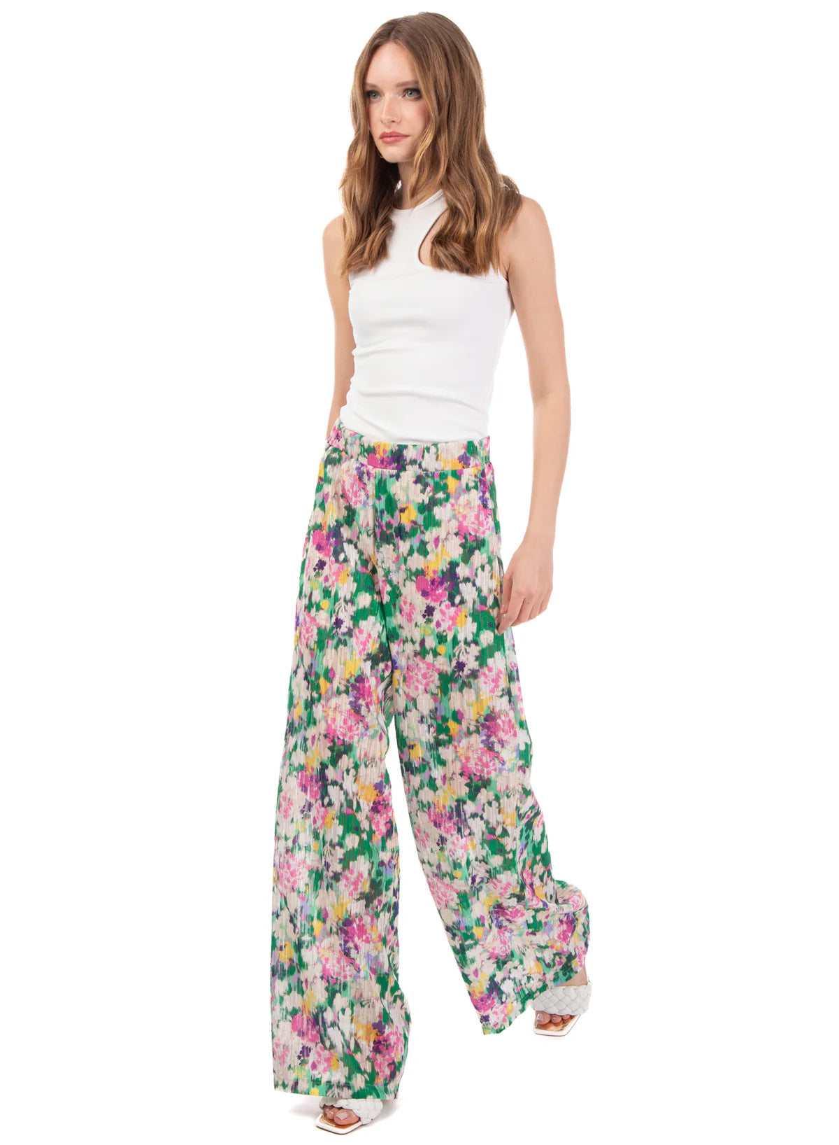 Pantaloni palazzo floreali