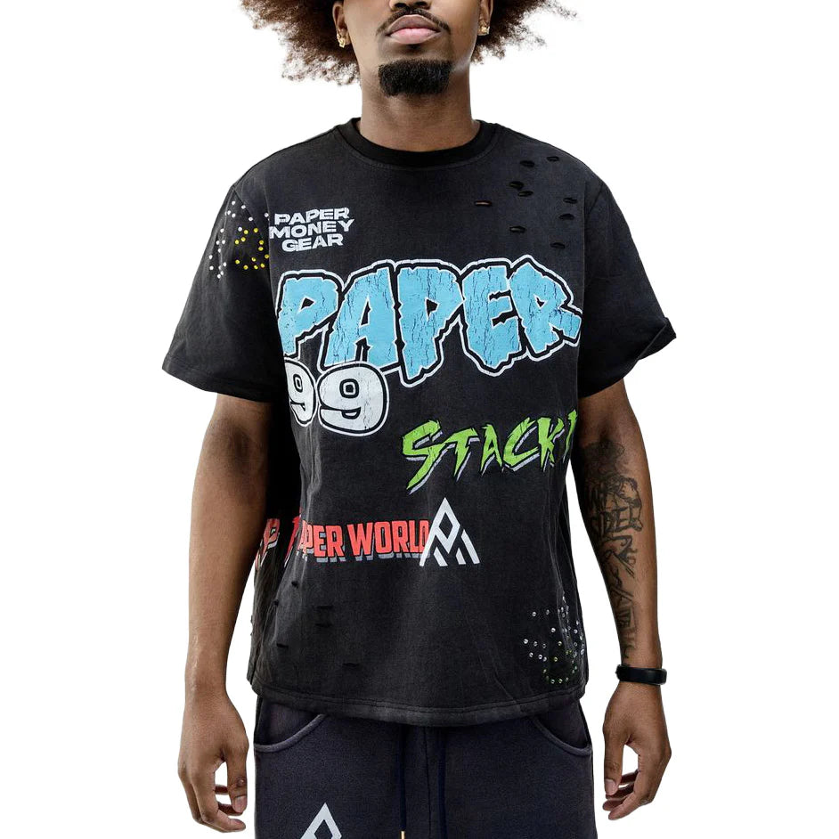 T-shirt con stampe e rotture