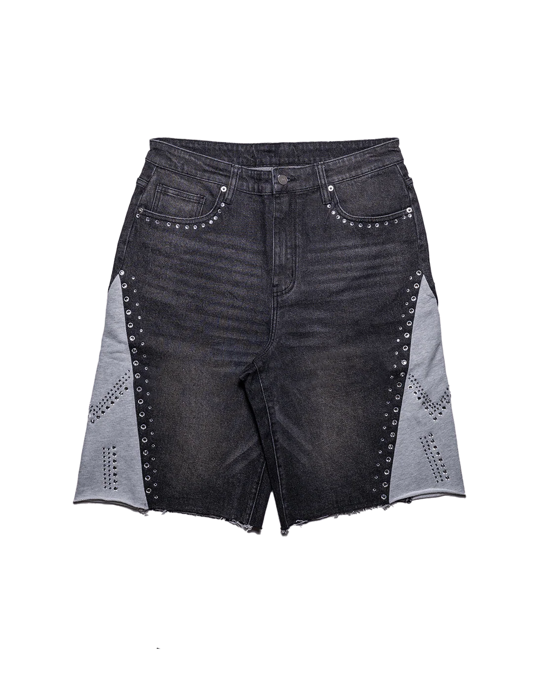 Short con inserti in felpa e applicazioni