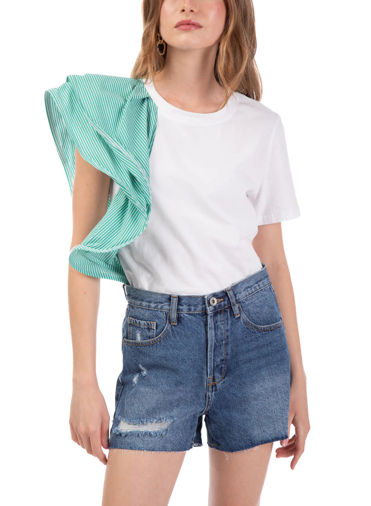 T-shirt con volant laterale