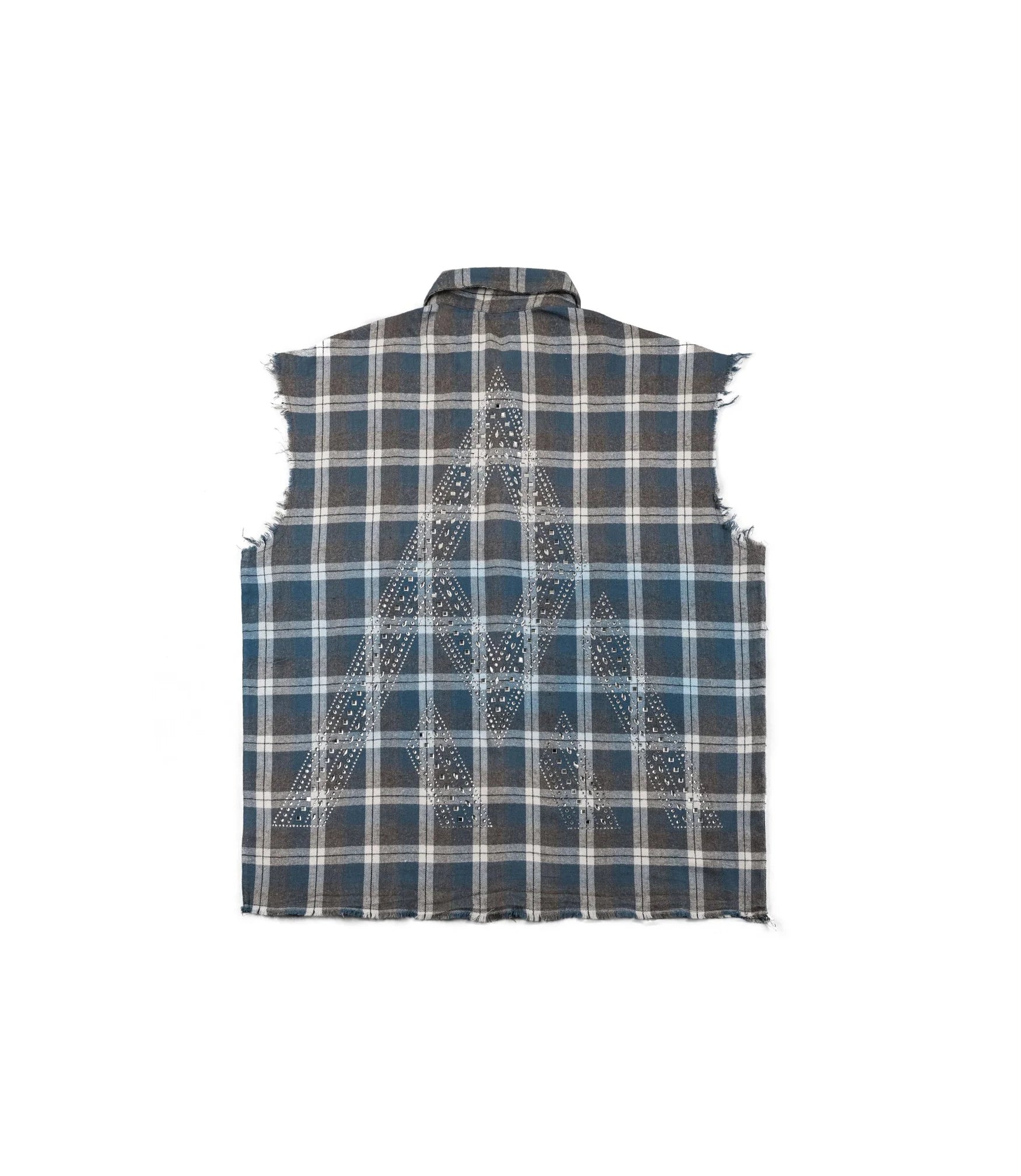 Camicia smanicata di flanella con strass