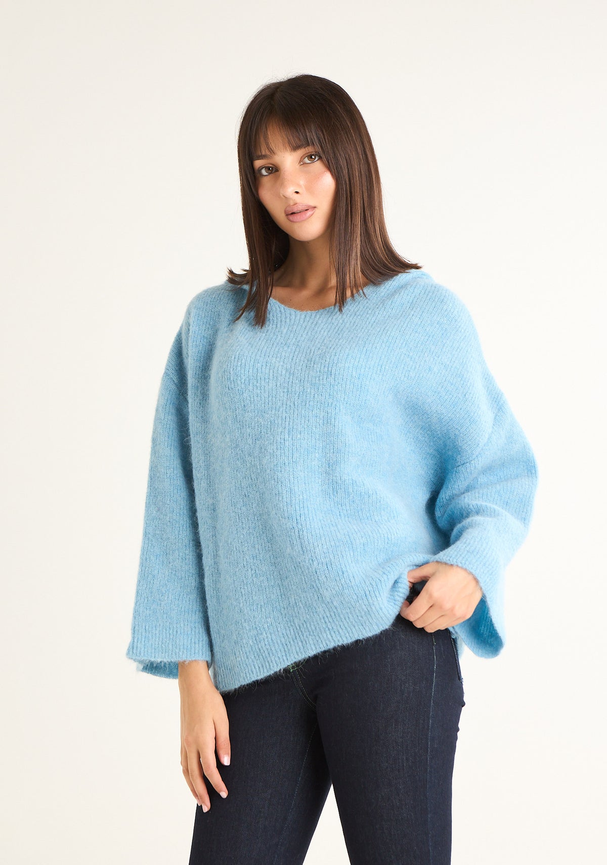 Maglia con cappuccio tinta unita