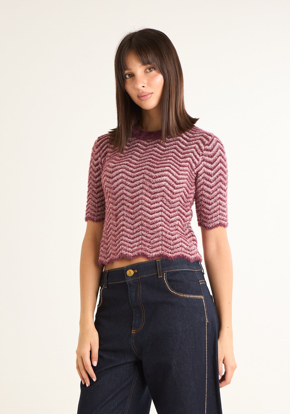 Maglia lurex a motivo chevron