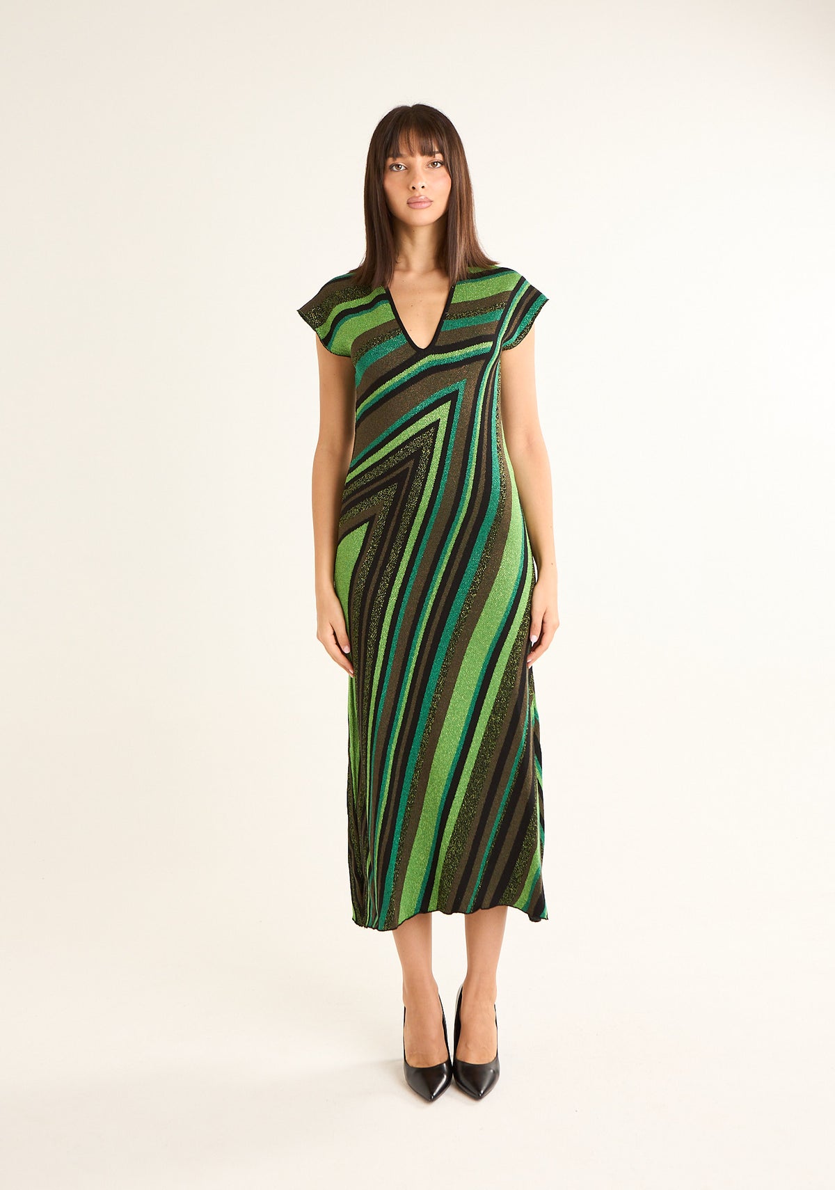 Abito lungo fantasia chevron
