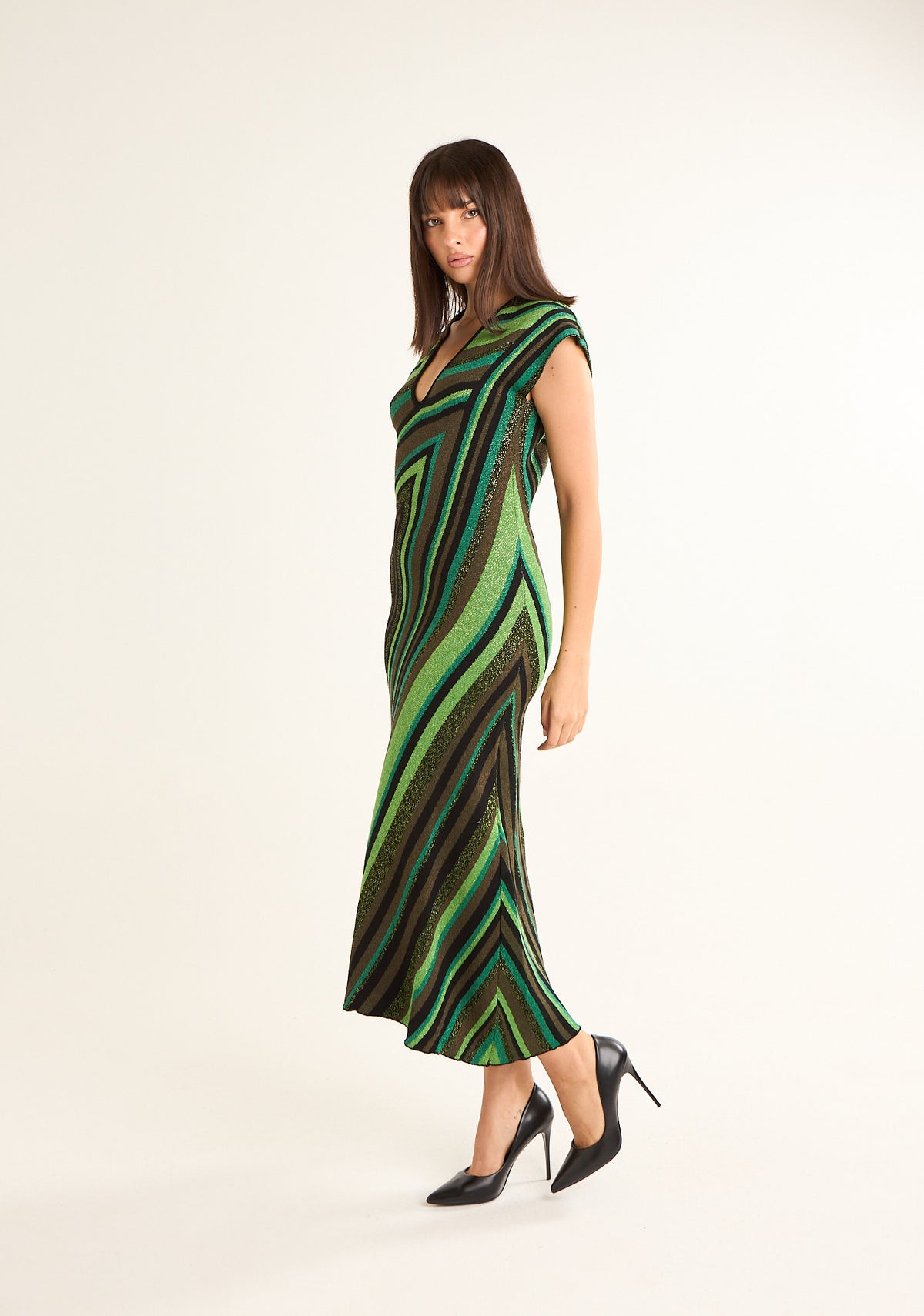Abito lungo fantasia chevron
