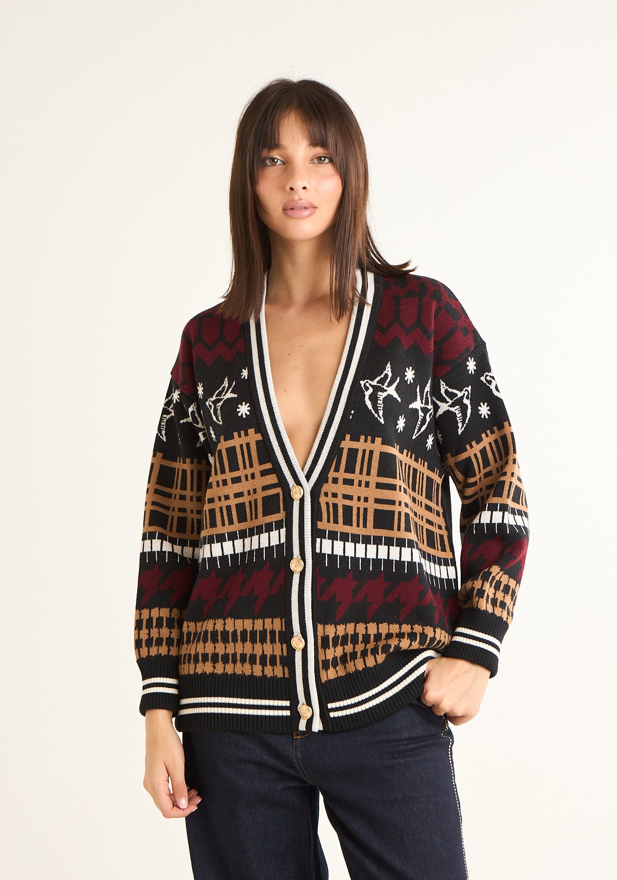 Cardigan in maglia multicolor