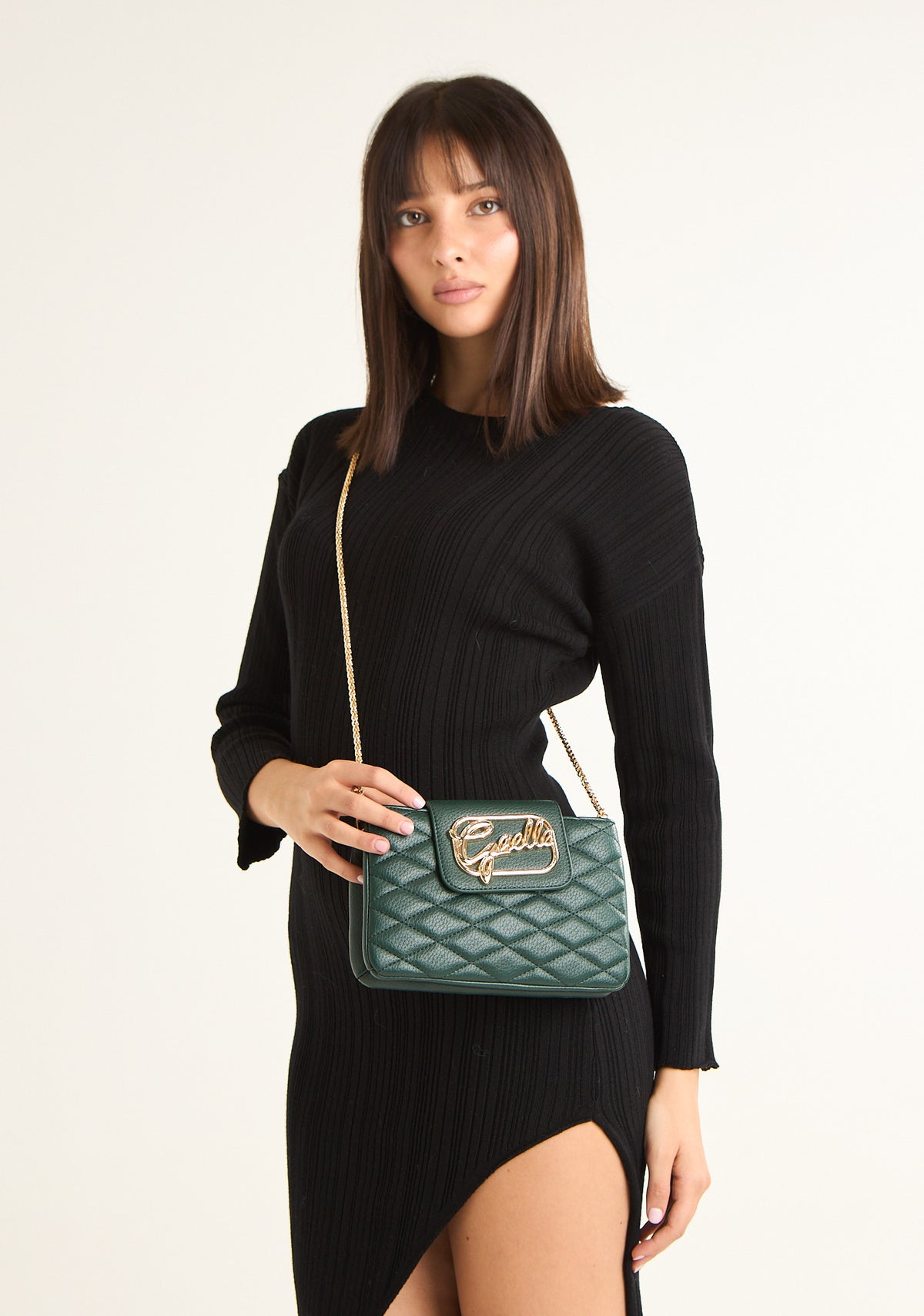 Pochette mini con logo corsivo