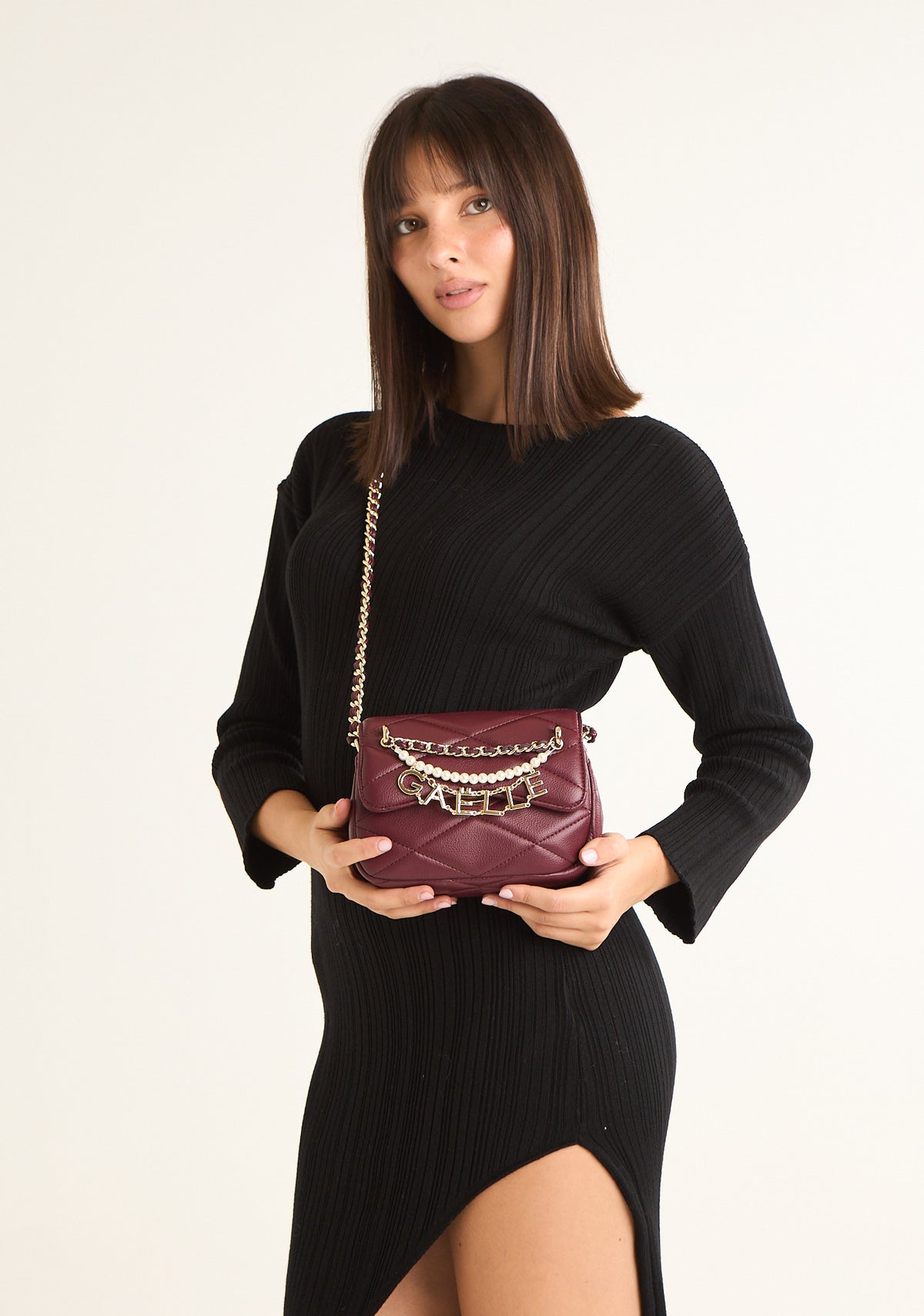 Borsa mini con perle e charms