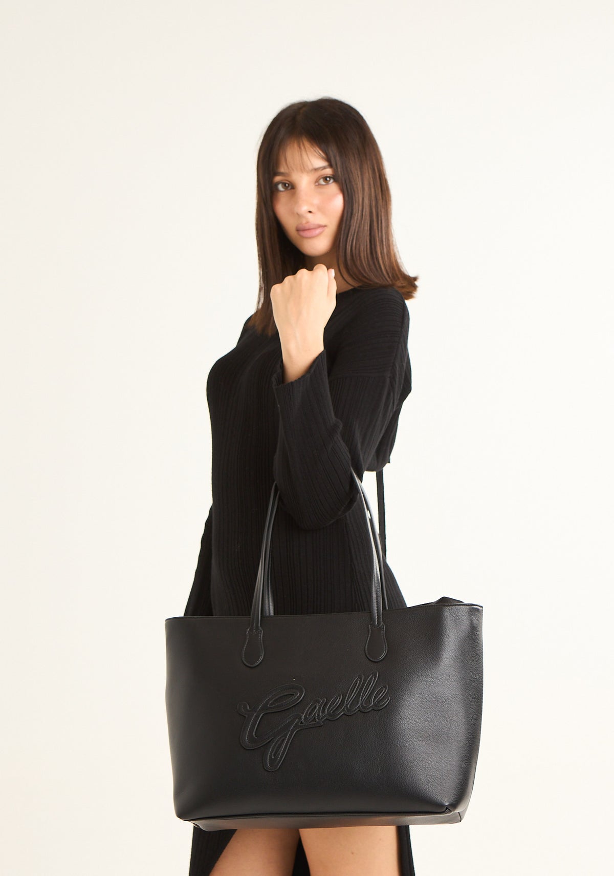 Borsa maxi shopper con patch college