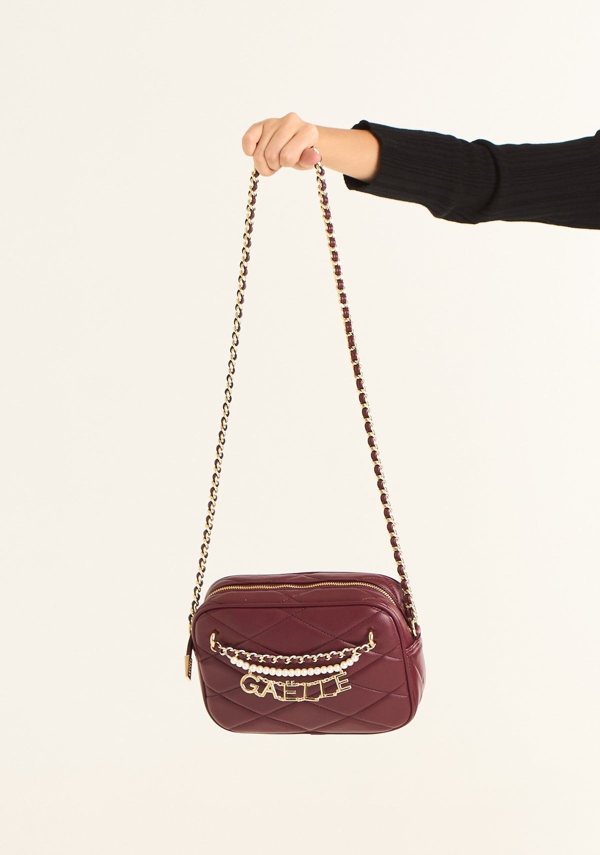 Borsa camera bag con perle e charms