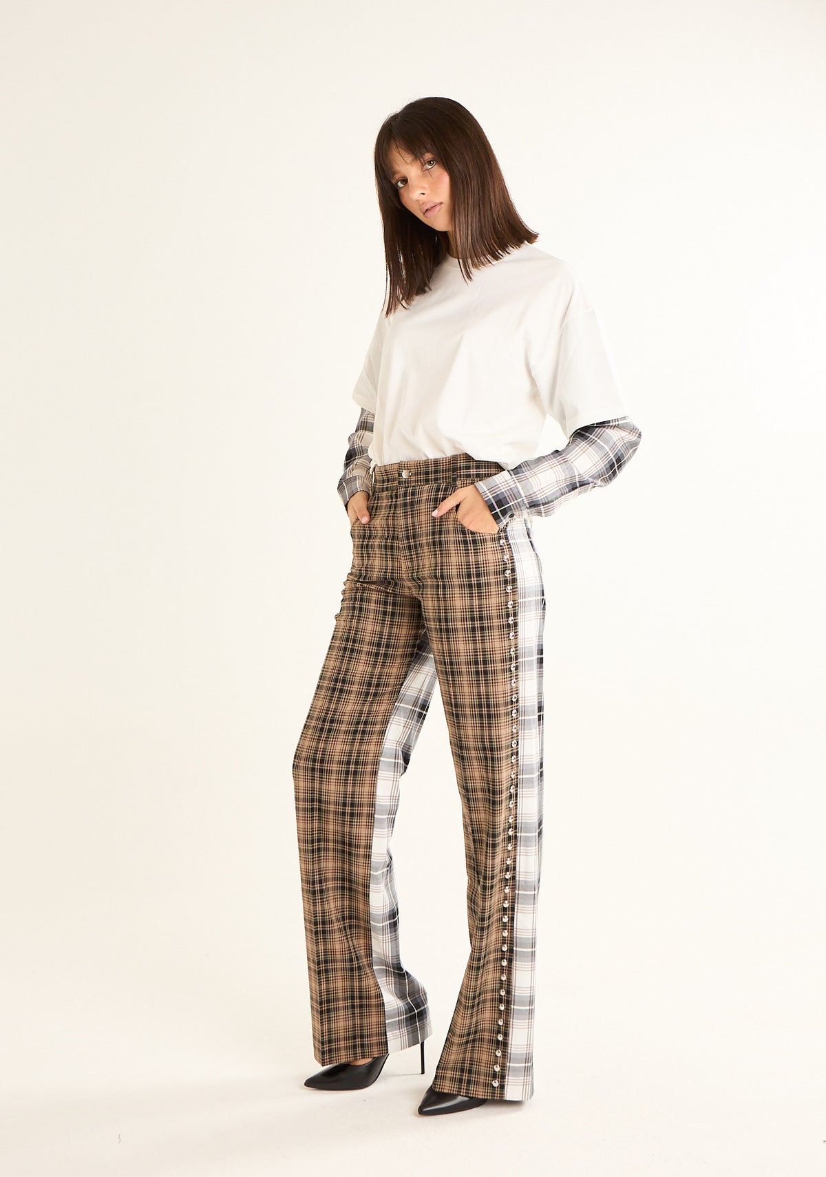 Pantalone dritto doppia fantasia