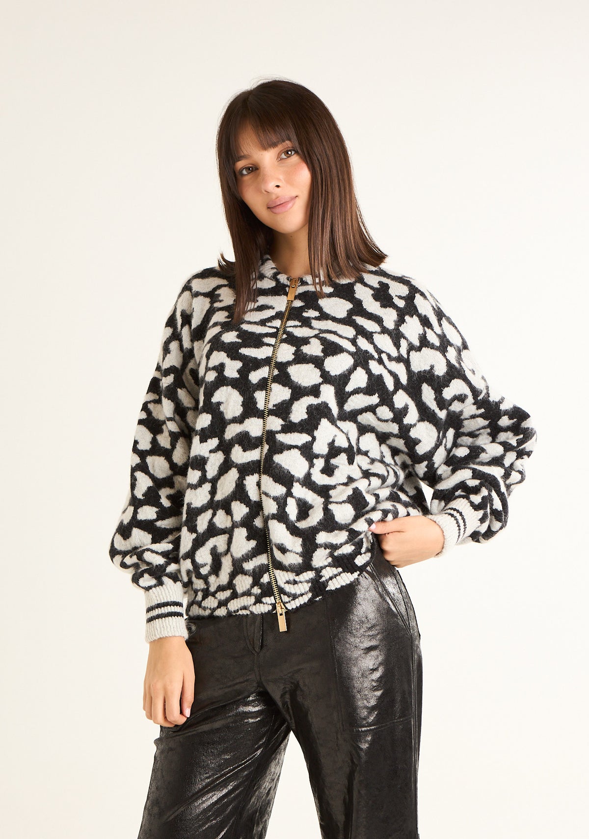 Bomber maculato in maglia