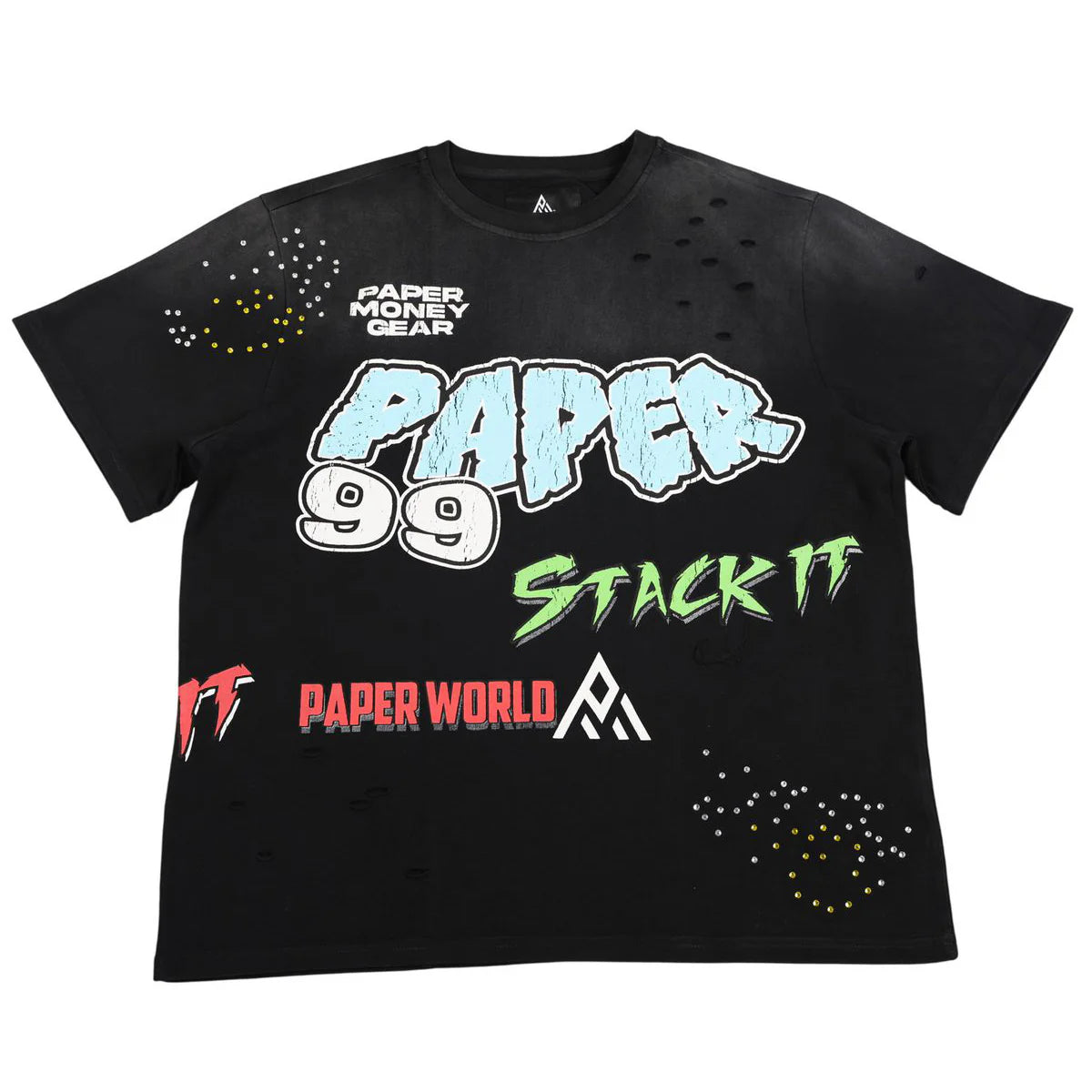 T-shirt con stampe e rotture