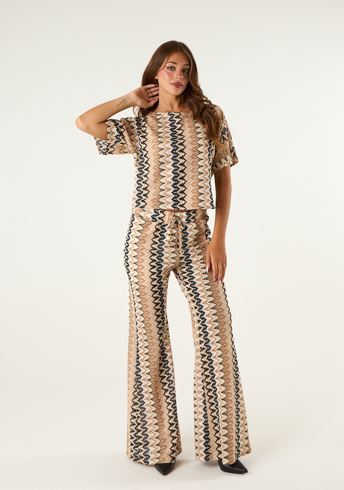 Pantalone in maglia fantasia chevron