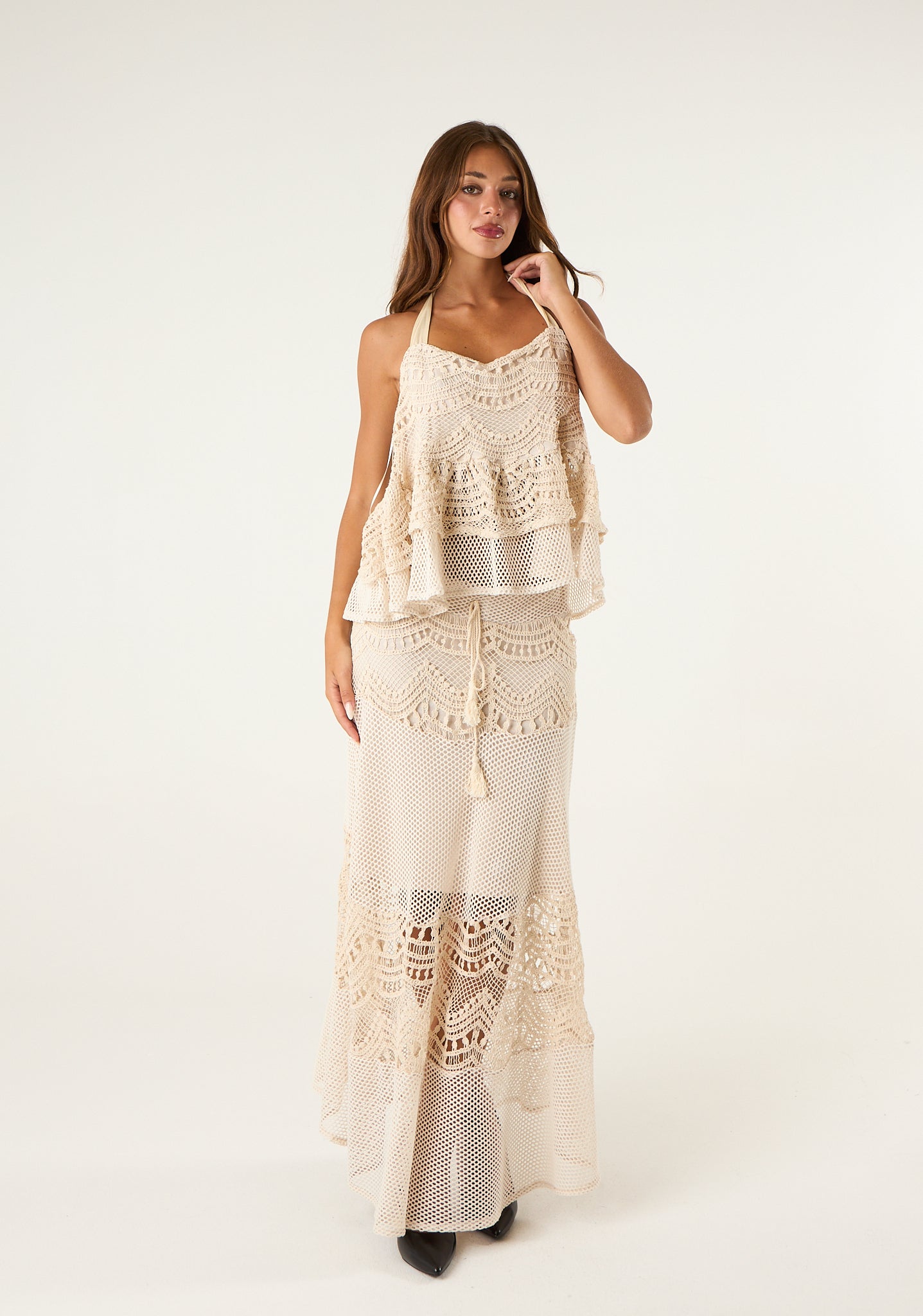 Gonna maxi in macramè