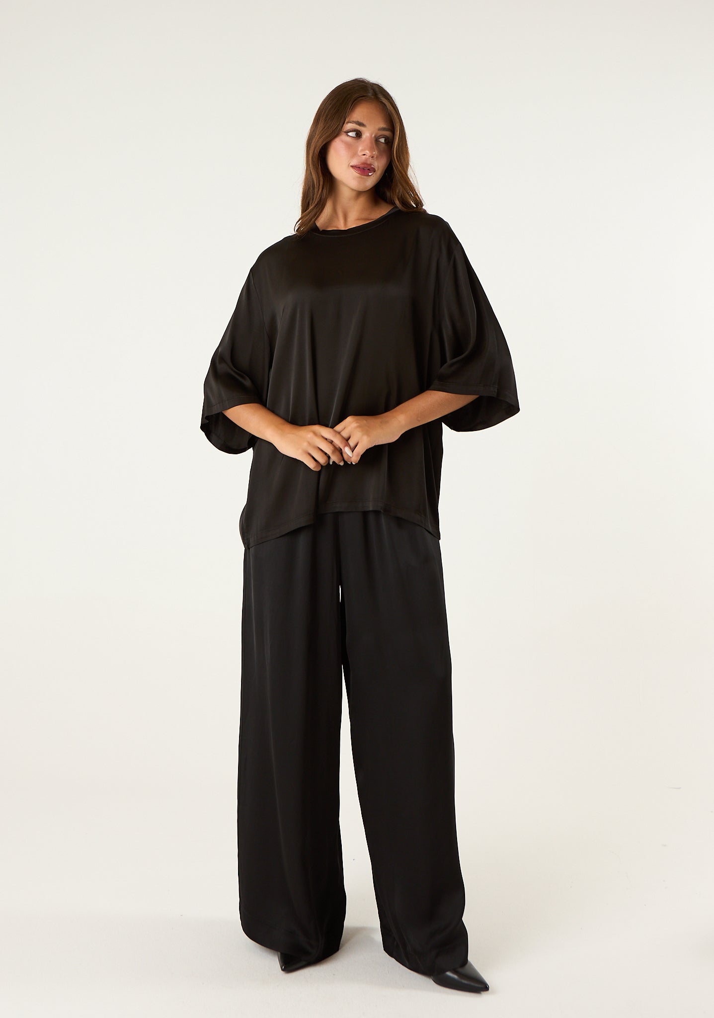 Pantalone palazzo in seta lavata