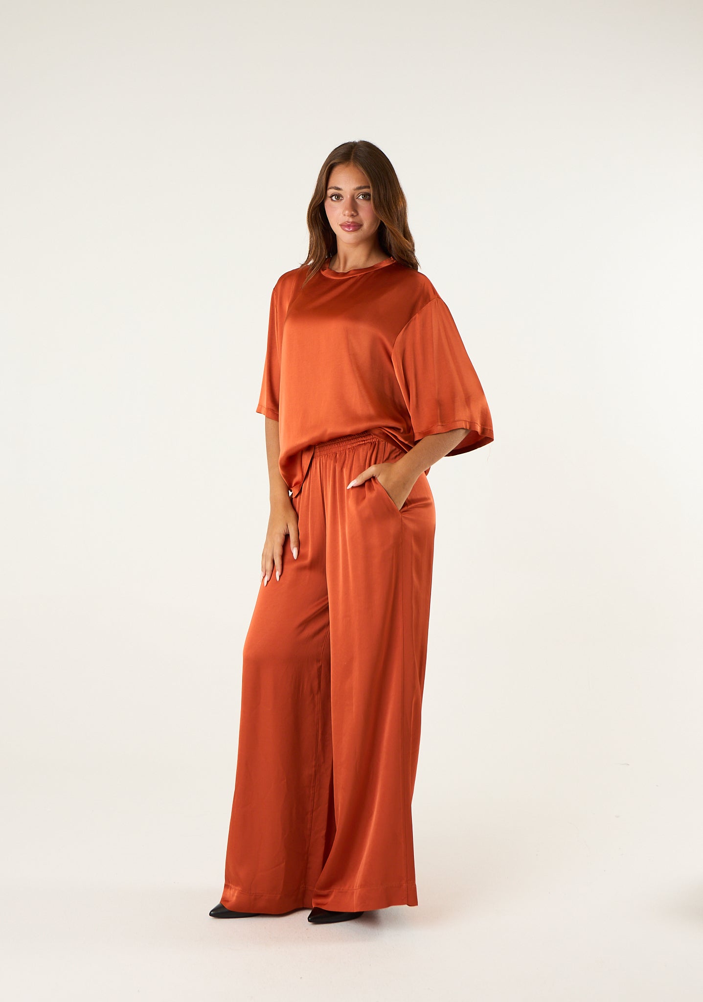 Pantalone palazzo in seta lavata
